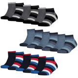 TOMMY HILFIGER Kids Quarter Socks, 6 Pack - Basic Stripe, Stripe, 23-42