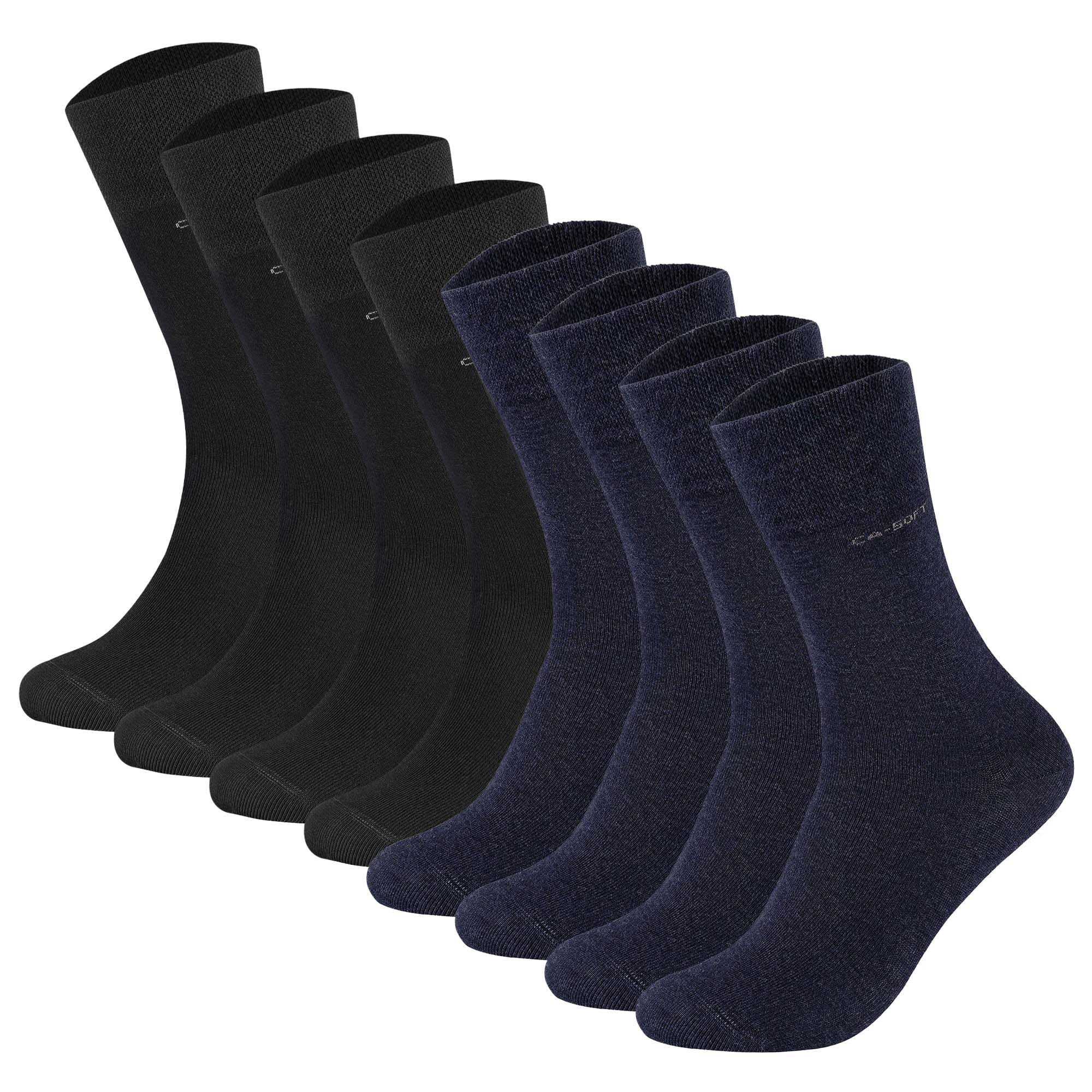 Camano Unisex Socken - Soft Socks, einfarbig, 8er Pack