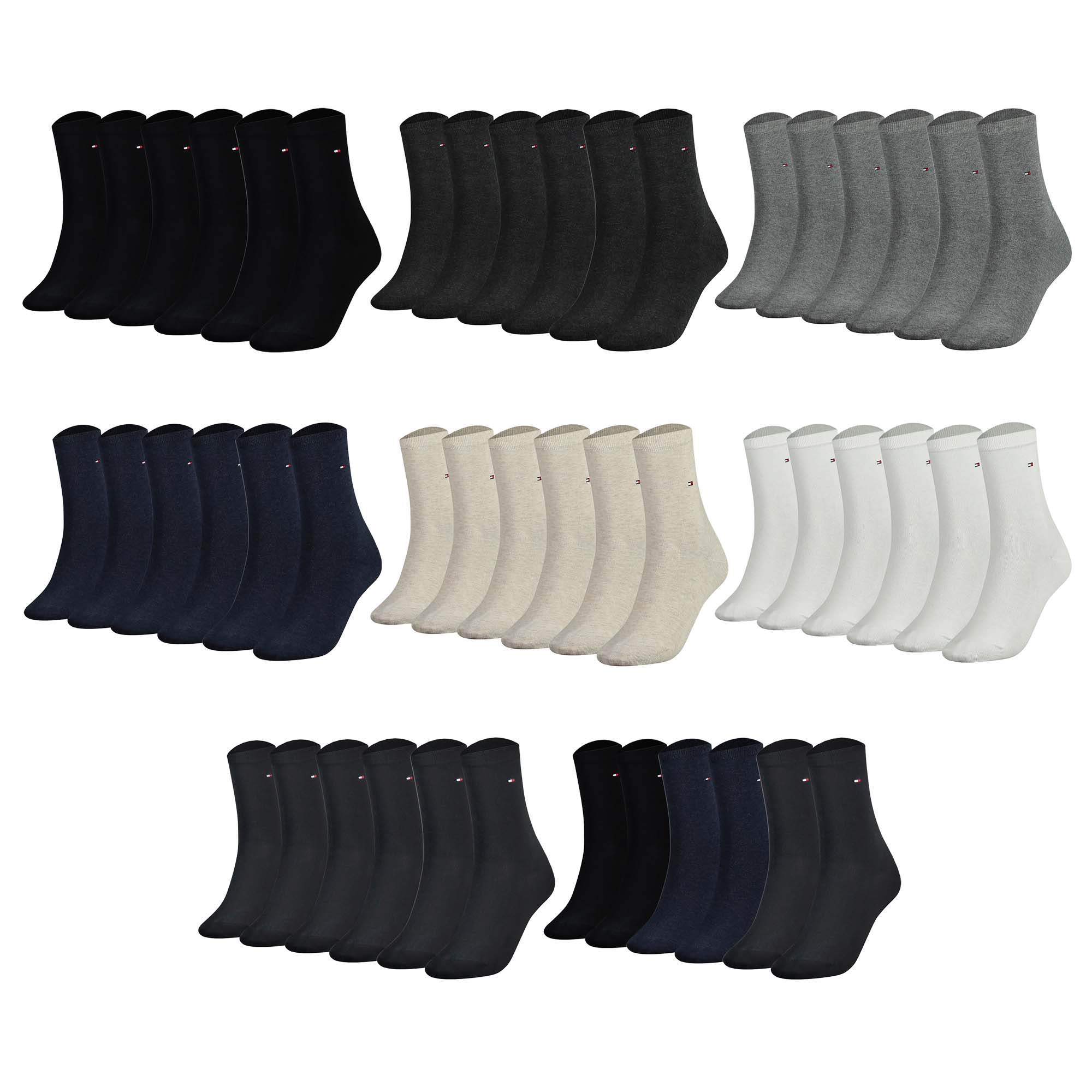 TOMMY HILFIGER Damen Socken, 6er Pack - Classic, Strümpfe, einfarbig