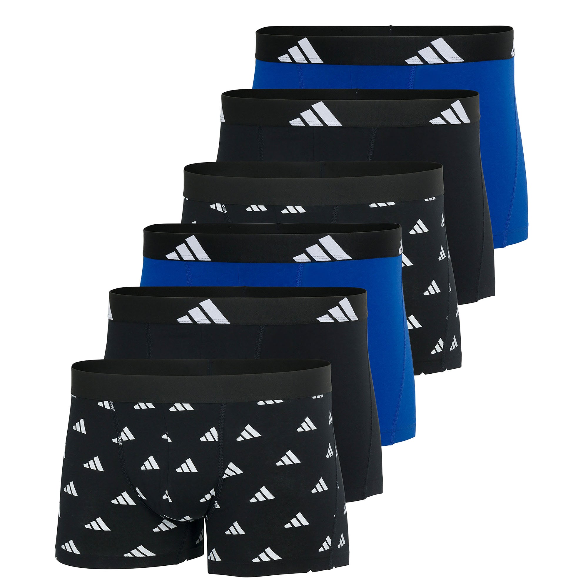 adidas Herren Boxershorts, 6er Pack - Trunks, Active Flex Cotton, Logo, einfarbig