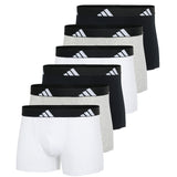 adidas men boxer shorts, 6-pack - trunks, Active Flex Cotton, logo, solid colour