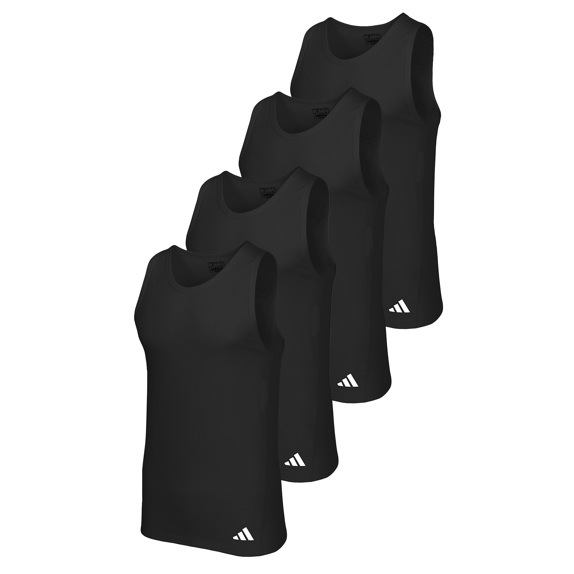 adidas Herren Unterhemden, 4er Pack - Ergonomic Tank Top 4PK, Active Flex Cotton, ärmellos, einfarbig