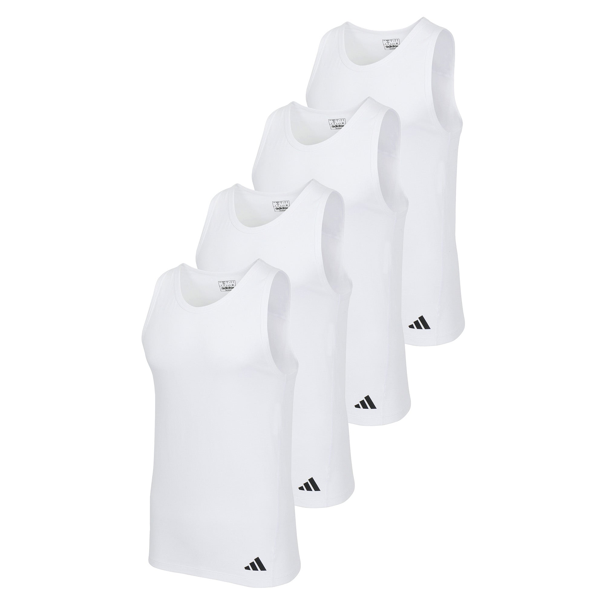 adidas Herren Unterhemden, 4er Pack - Ergonomic Tank Top 4PK, Active Flex Cotton, ärmellos, einfarbig
