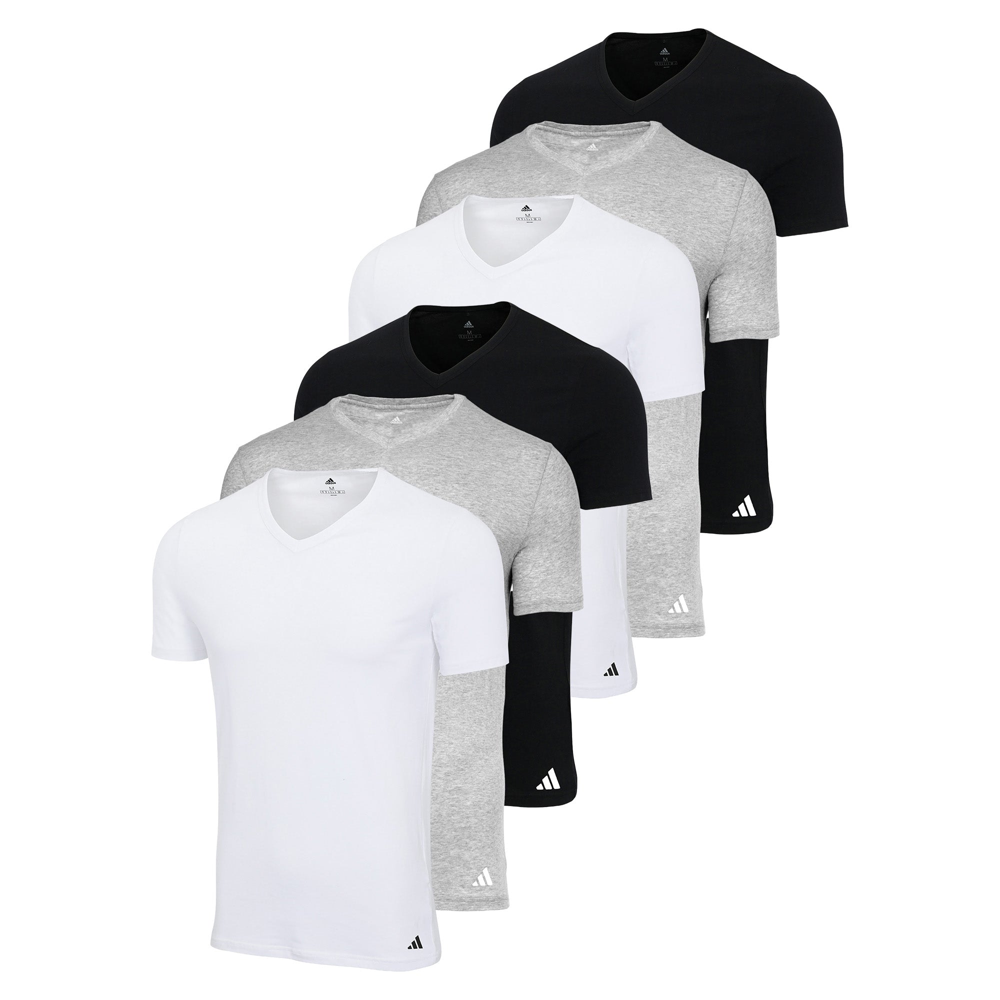 adidas Herren T-Shirt, 6er Pack - V-Neck Shirt, Active Core Cotton, einfarbig