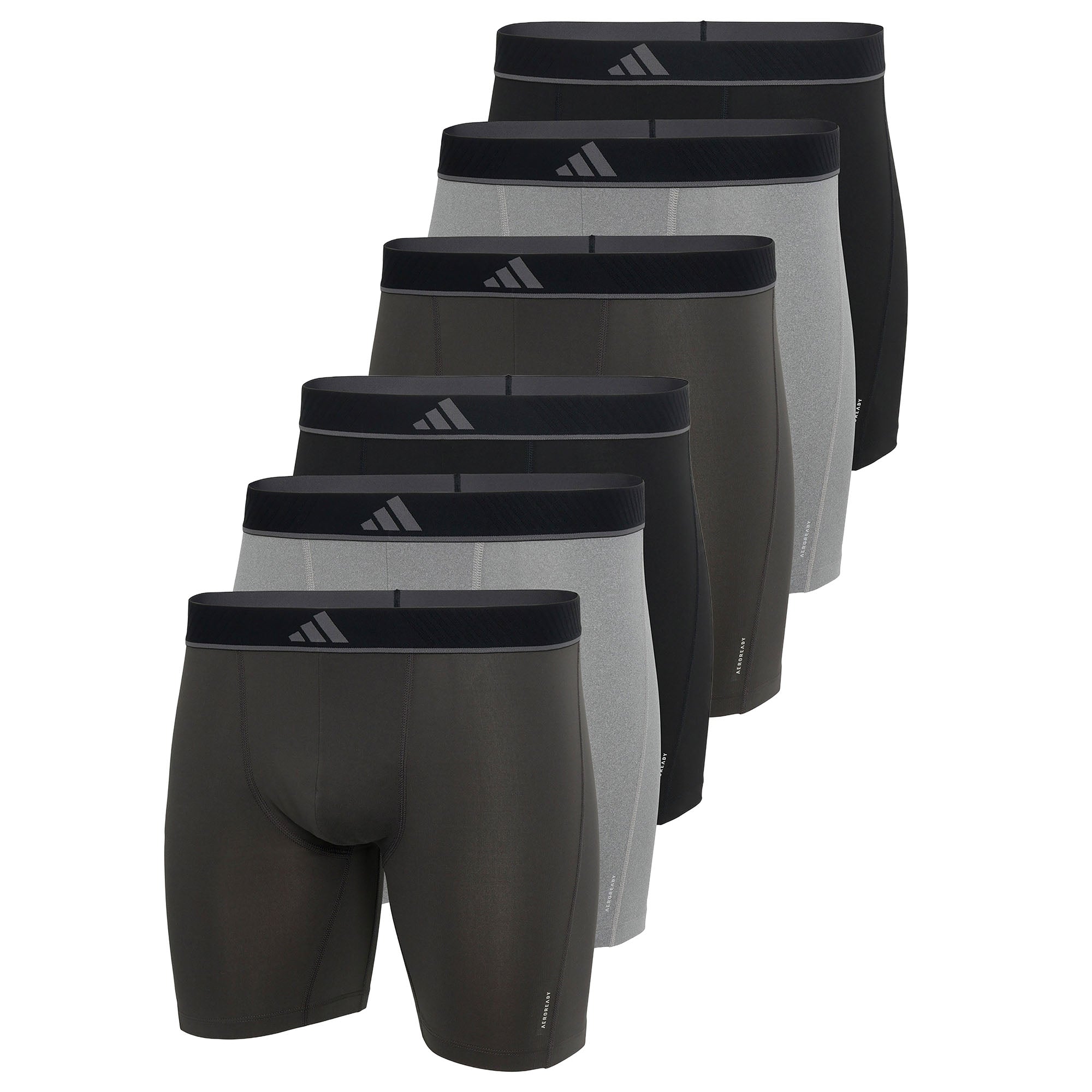 adidas Herren Boxershorts, 6er Pack - Boxer Briefs, Active Micro Flex Eco, Logo, einfarbig