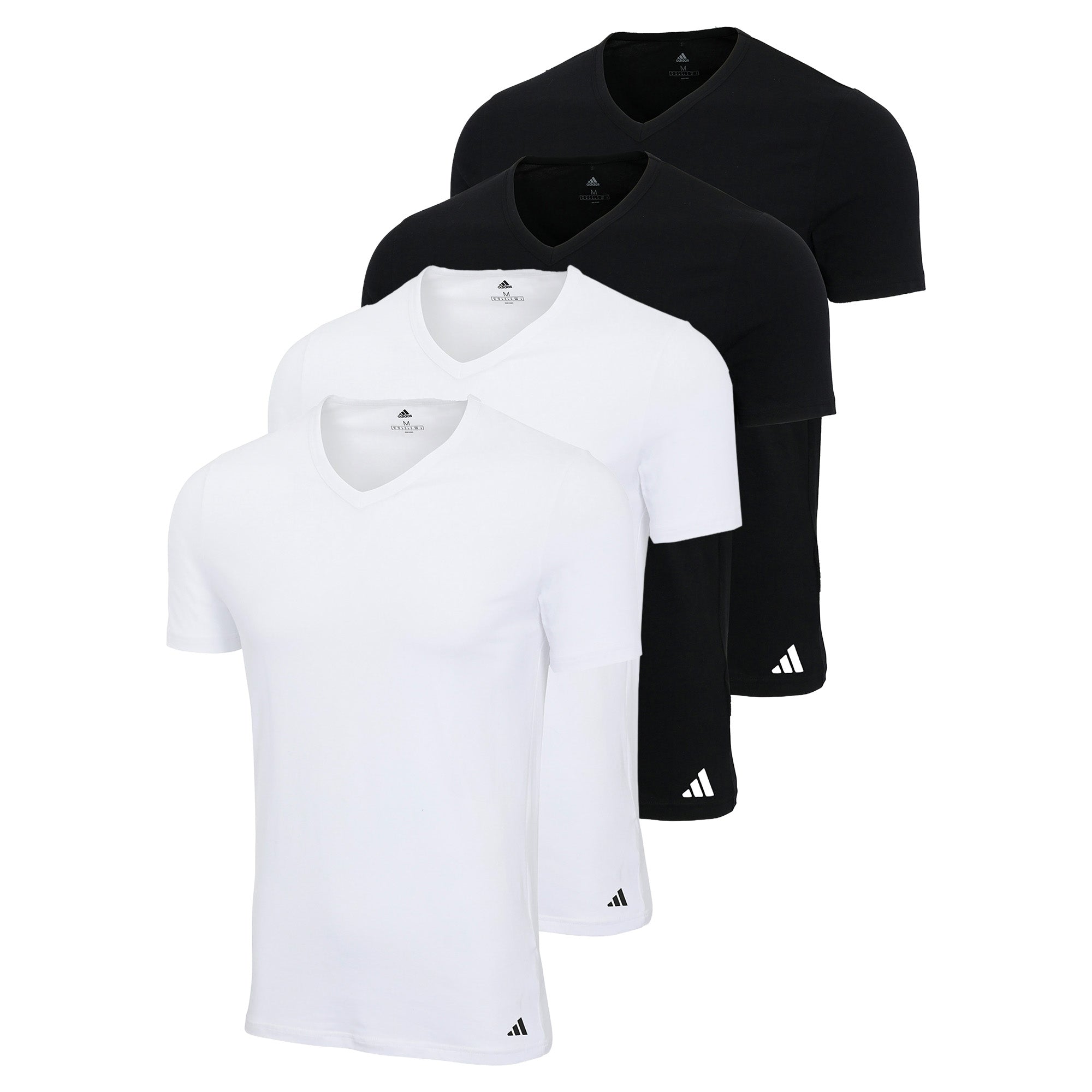 adidas Men T-shirts, 4-pack - V-Neck Shirt Active Flex Cotton, V-neck, solid colour
