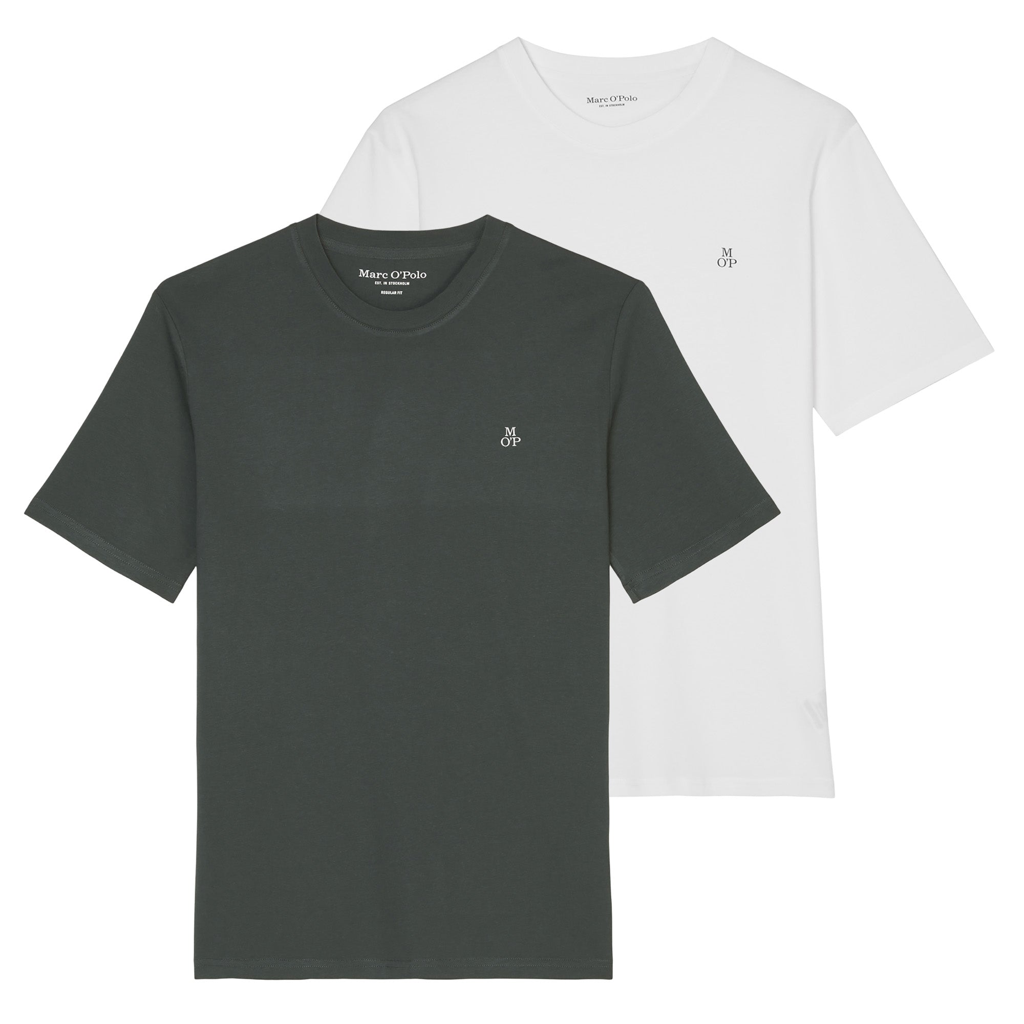 Marc O'Polo Men's T-shirt, 2-pack – Small logo, Regular fit, Cotton, Plain