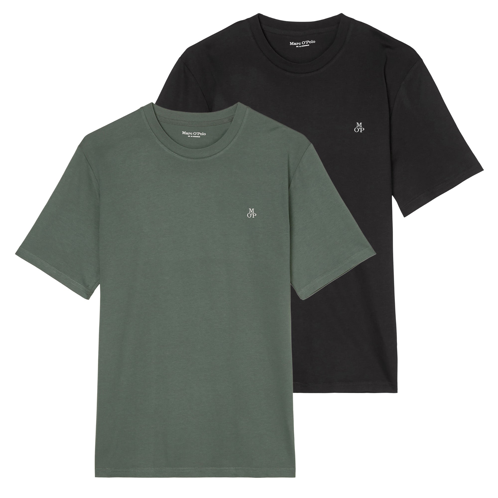 Marc O'Polo Men's T-shirt, 2-pack – Small logo, Regular fit, Cotton, Plain