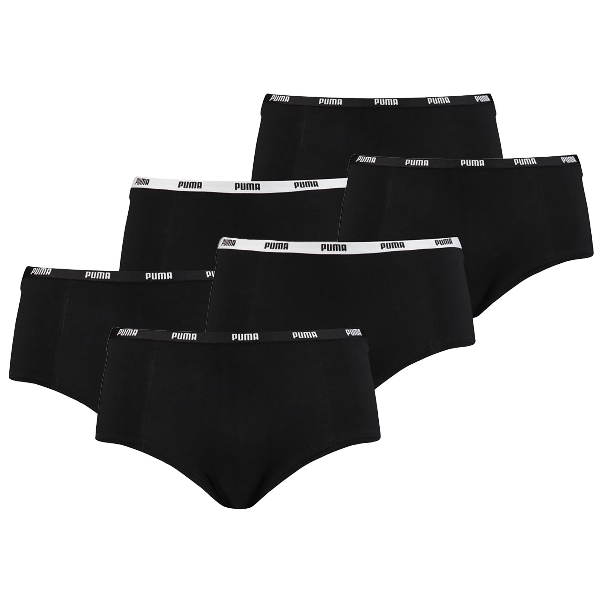 PUMA Ladies Iconic Mini Shorts, Pack of 6 - Soft Cotton Stretch