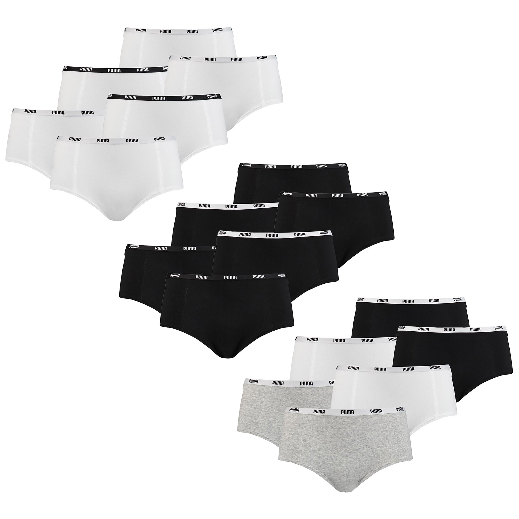 PUMA Ladies Iconic Mini Shorts, Pack of 6 - Soft Cotton Stretch