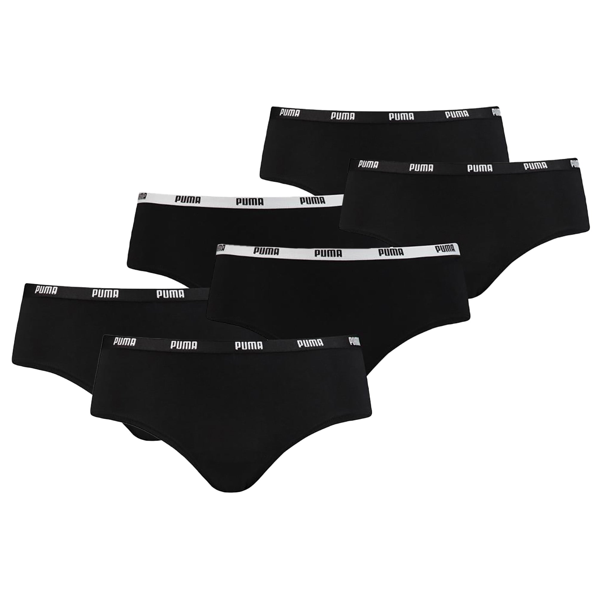 PUMA Damen Iconic Hipster, 6er Pack - Soft Cotton Stretch
