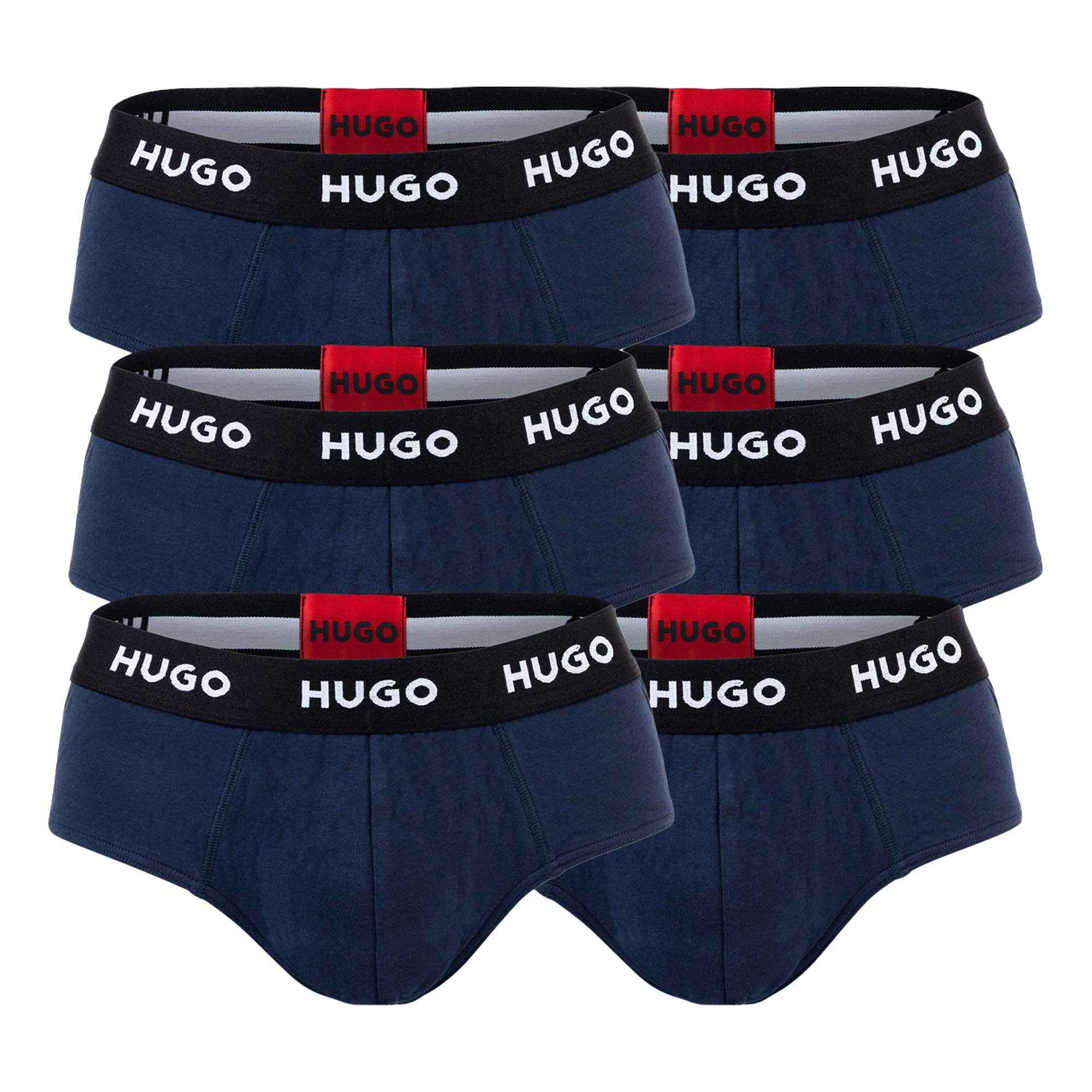 HUGO Herren Slips, 6er Pack - Hip Briefs, Logo, Cotton Stretch