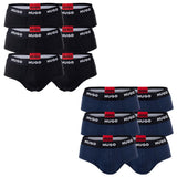 HUGO Herren Slips, 6er Pack - Hip Briefs, Logo, Cotton Stretch