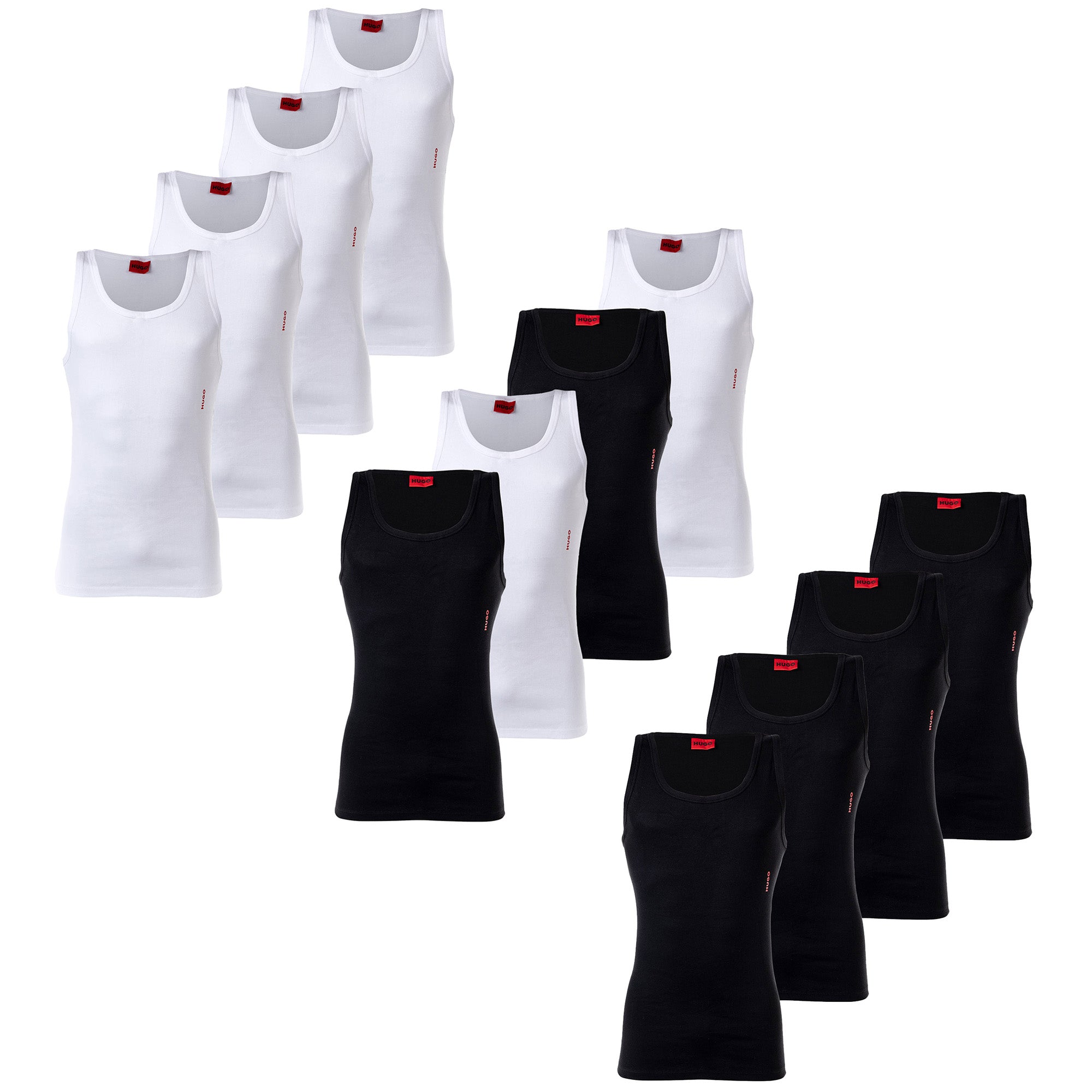 HUGO Herren Unterhemd, 4er Pack - Tank Top, Doppelripp, Cotton Stretch