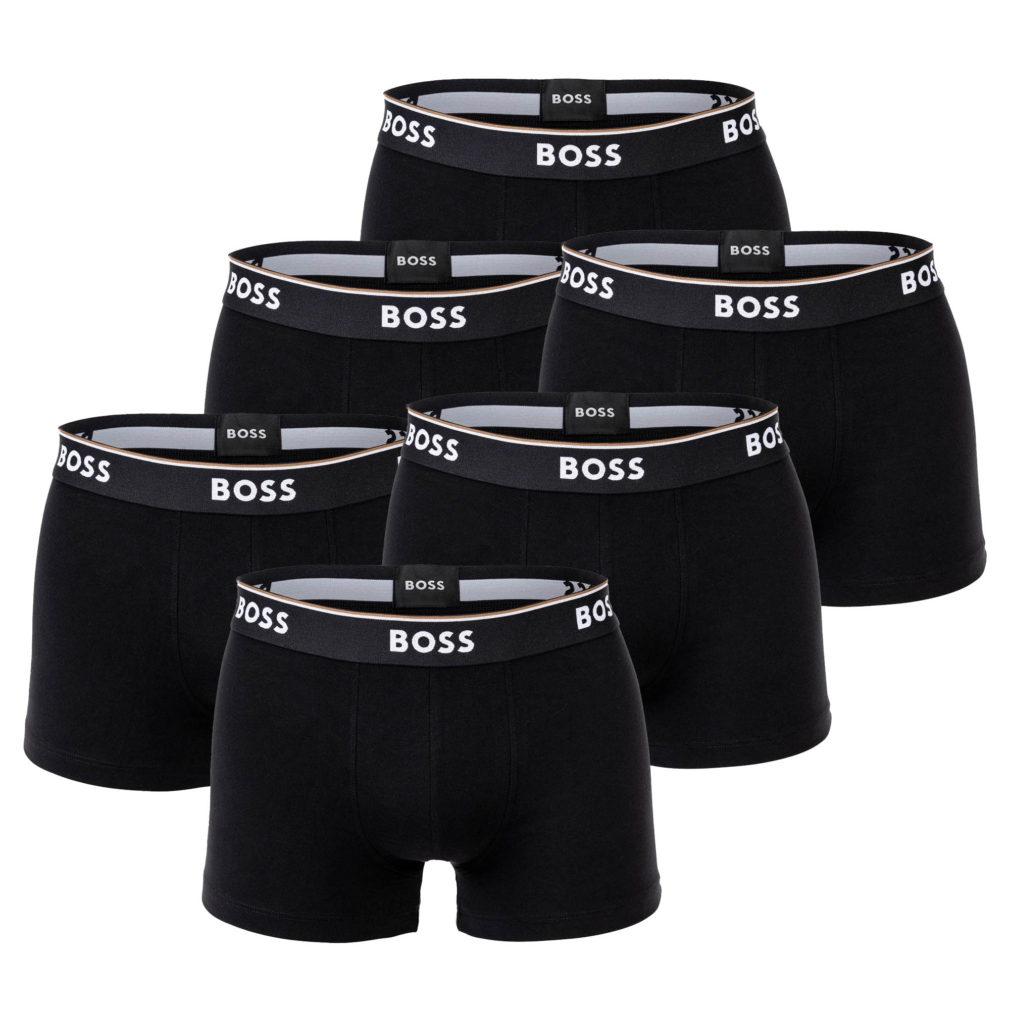 BOSS Men's Trunks, 6-pack - 6P Power, Boxer Shorts, Cotton Stretch, Logo, uni