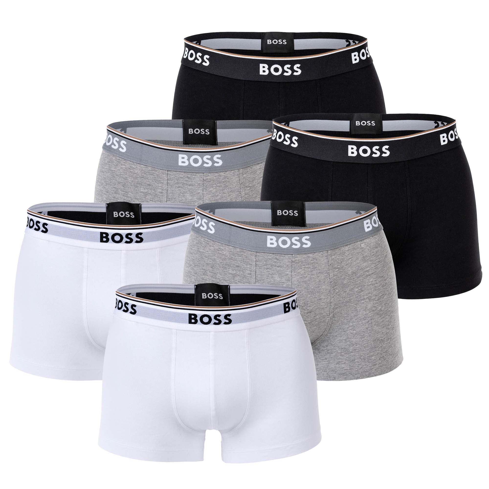 BOSS Men's Trunks, 6-pack - 6P Power, Boxer Shorts, Cotton Stretch, Logo, uni