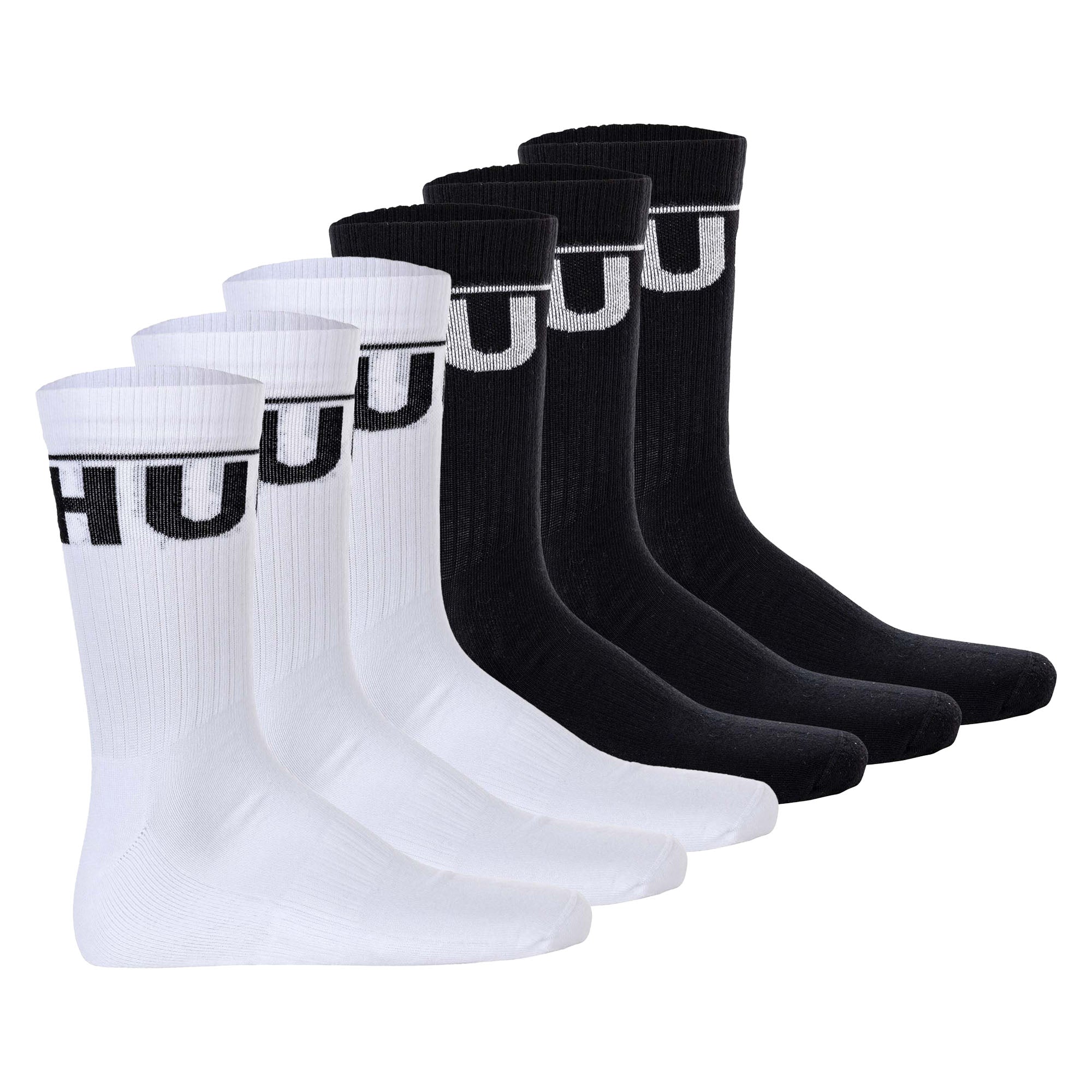 HUGO Herren Socken, 6er Pack - QS Iconic CC, gerippt, Logo, Baumwollmischung