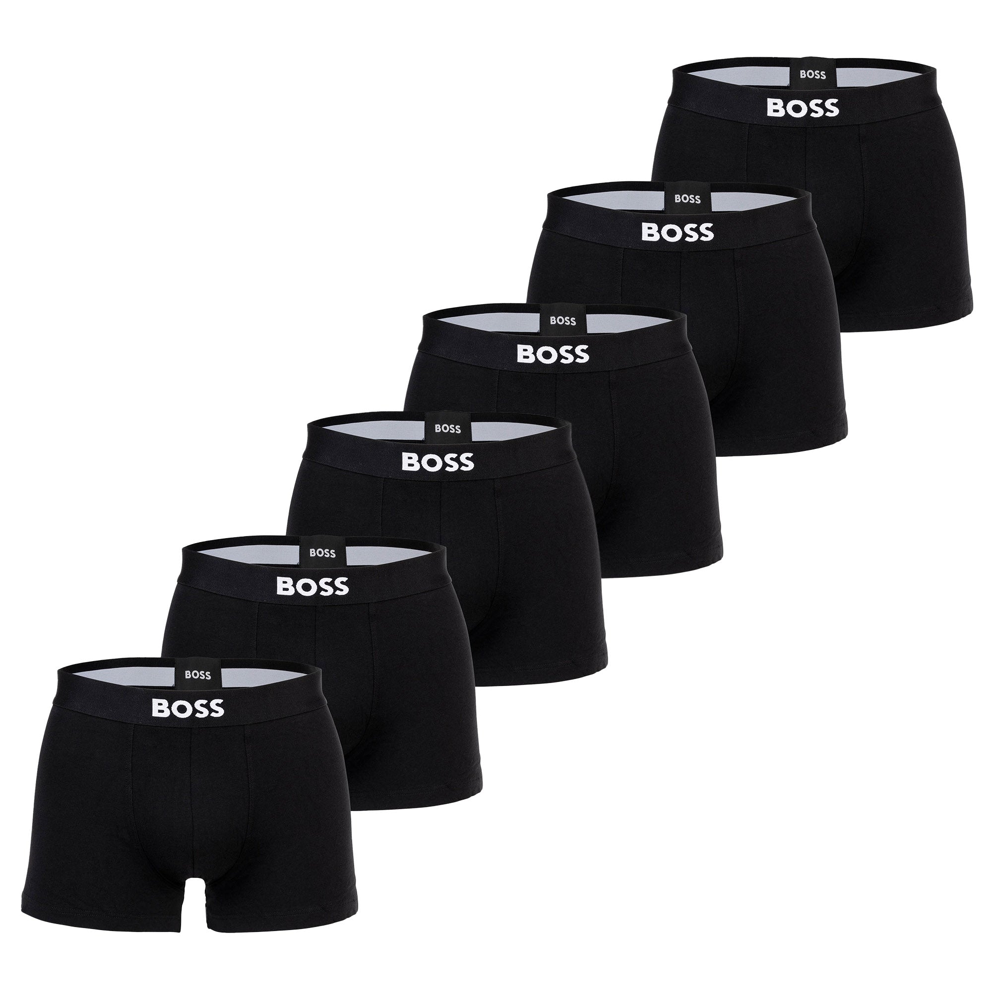 BOSS Herren Boxershorts, 6er Pack - Trunks, Boss One, Cotton Stretch, Logo