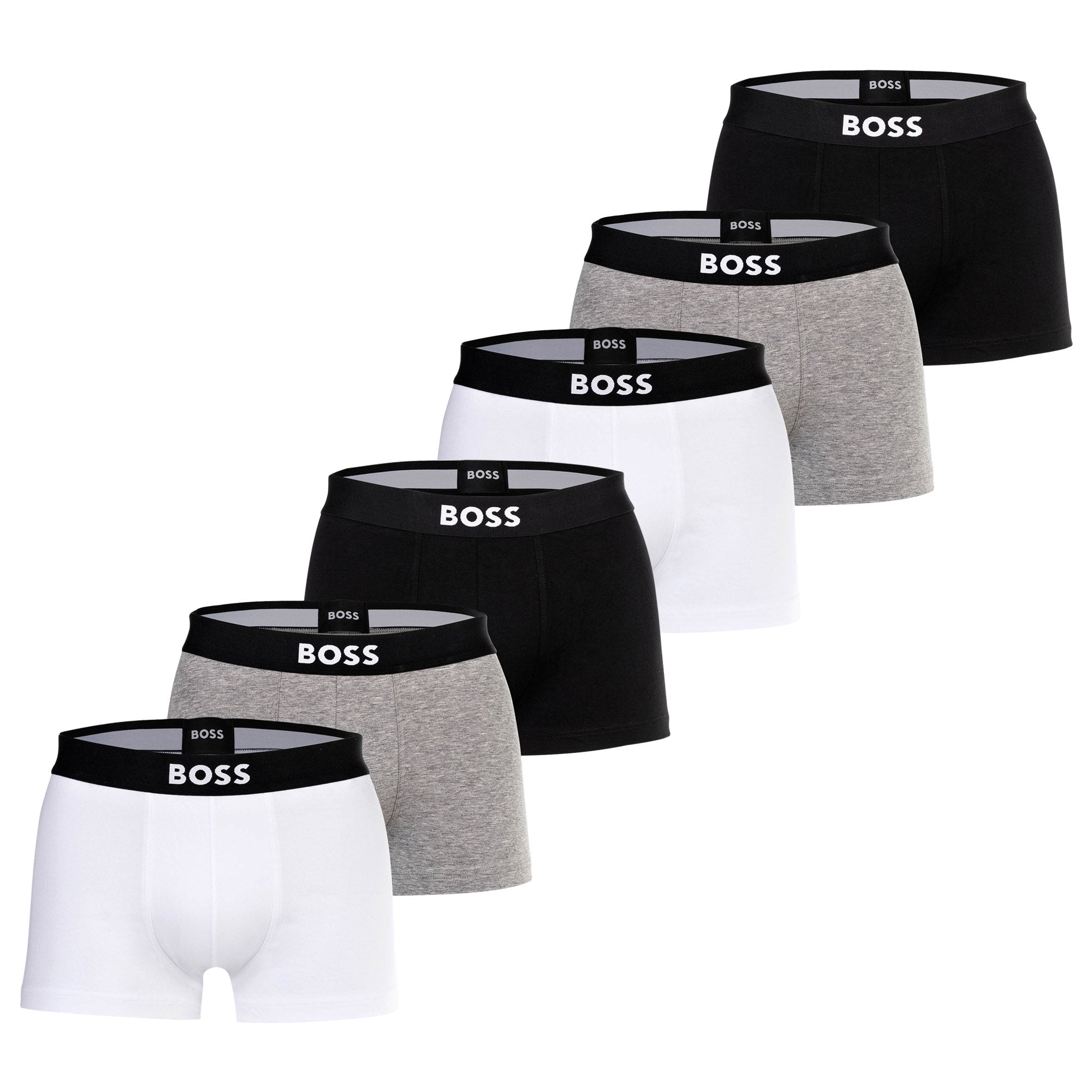 BOSS Herren Boxershorts, 6er Pack - Trunks, Boss One, Cotton Stretch, Logo