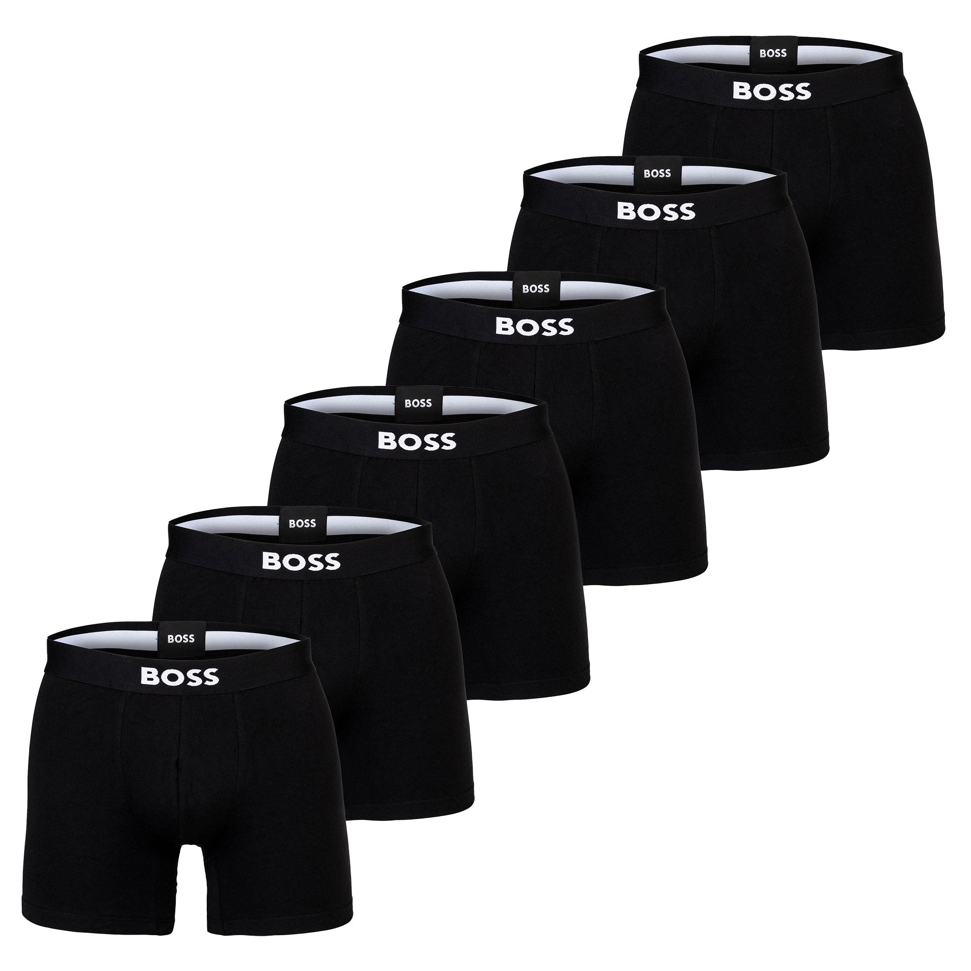 BOSS Herren Boxershorts, 6er Pack - Boxer Brief, Boss One, Cotton Stretch, Logo