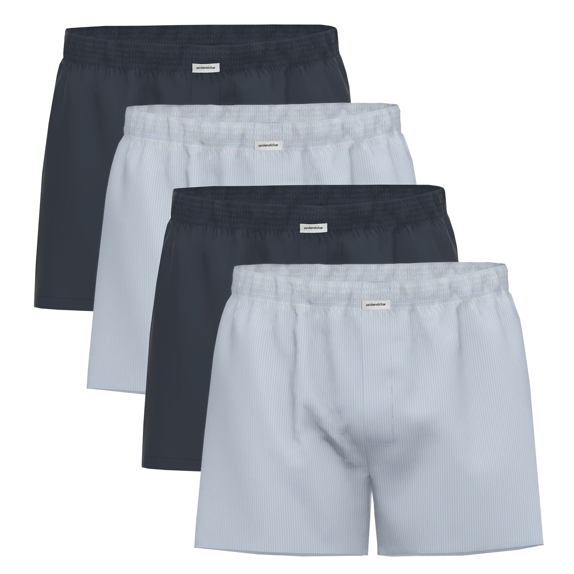Seidensticker Men Woven Boxer Shorts, 4-Pack - Boxer 4-Pack, Cotton, Logo