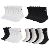 adidas Unisex Socks, 9-pack - Cushioned Sportswear Crew Socks, Logo, Stripe, Cushioned