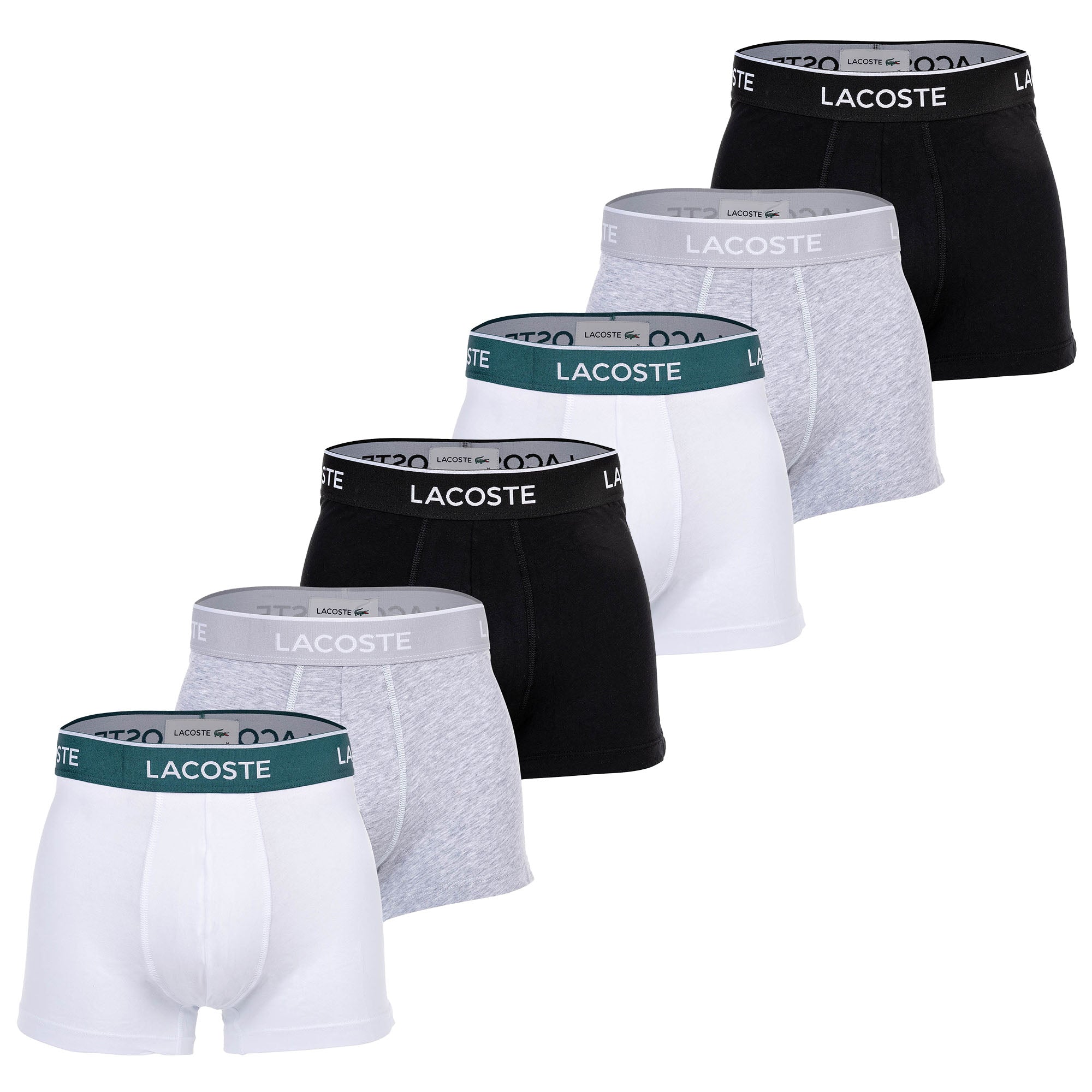 LACOSTE Men's Boxer Shorts, 6-pack - Trunks, Casual, Cotton Stretch, Logo waistband