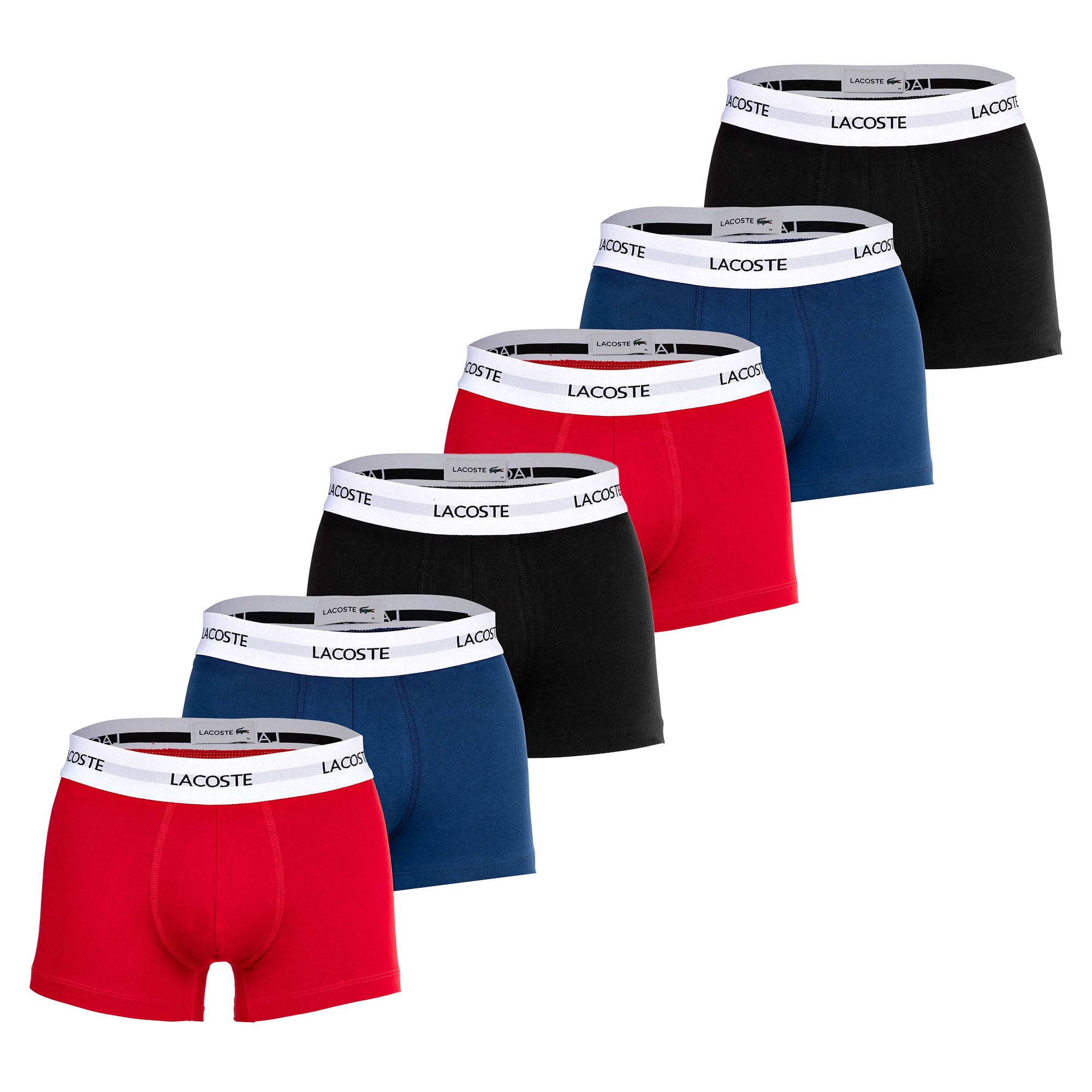 LACOSTE Herren Boxershorts, 6er Pack - Trunks, Cotton Stretch, Logobund