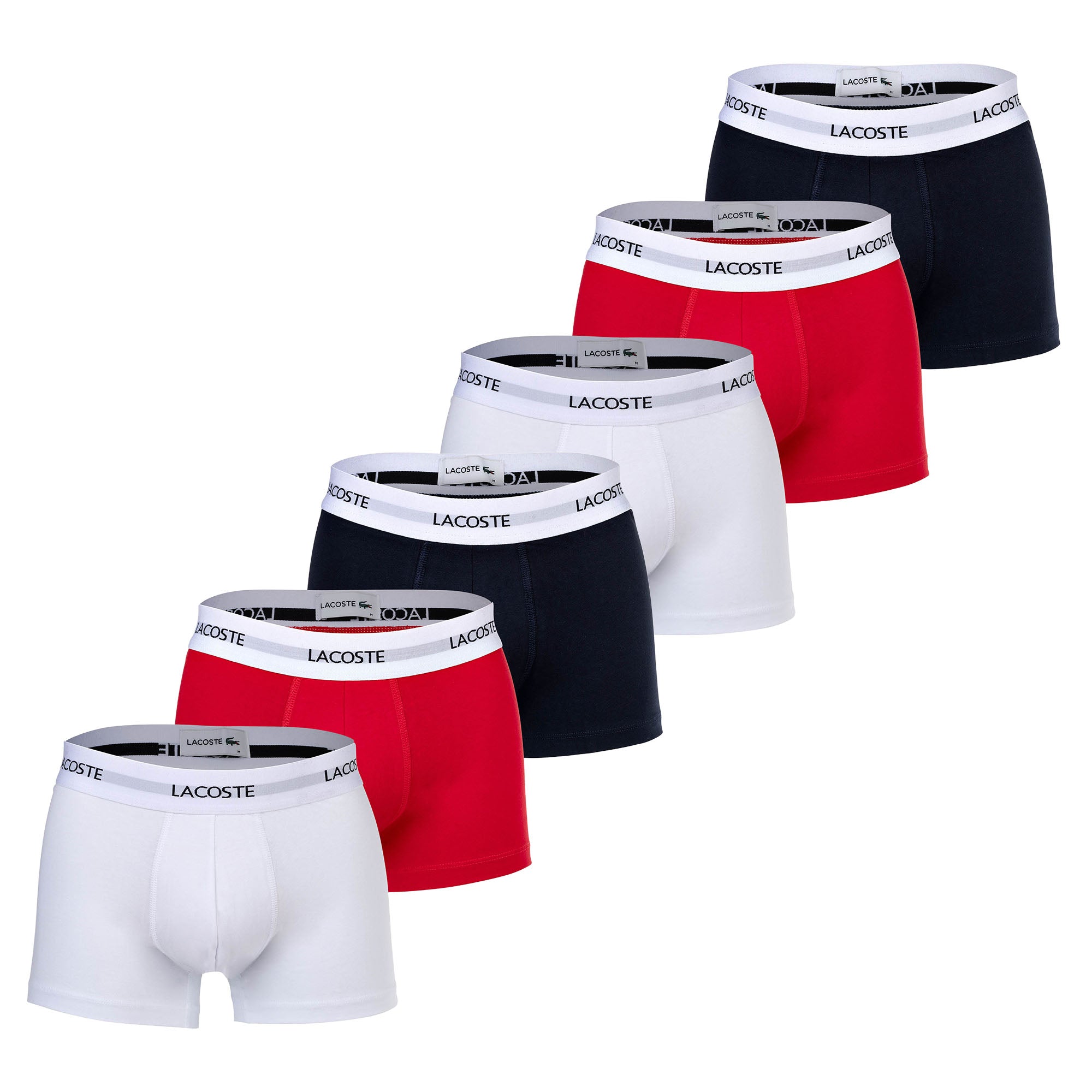 LACOSTE Herren Boxershorts, 6er Pack - Trunks, Cotton Stretch, Logobund