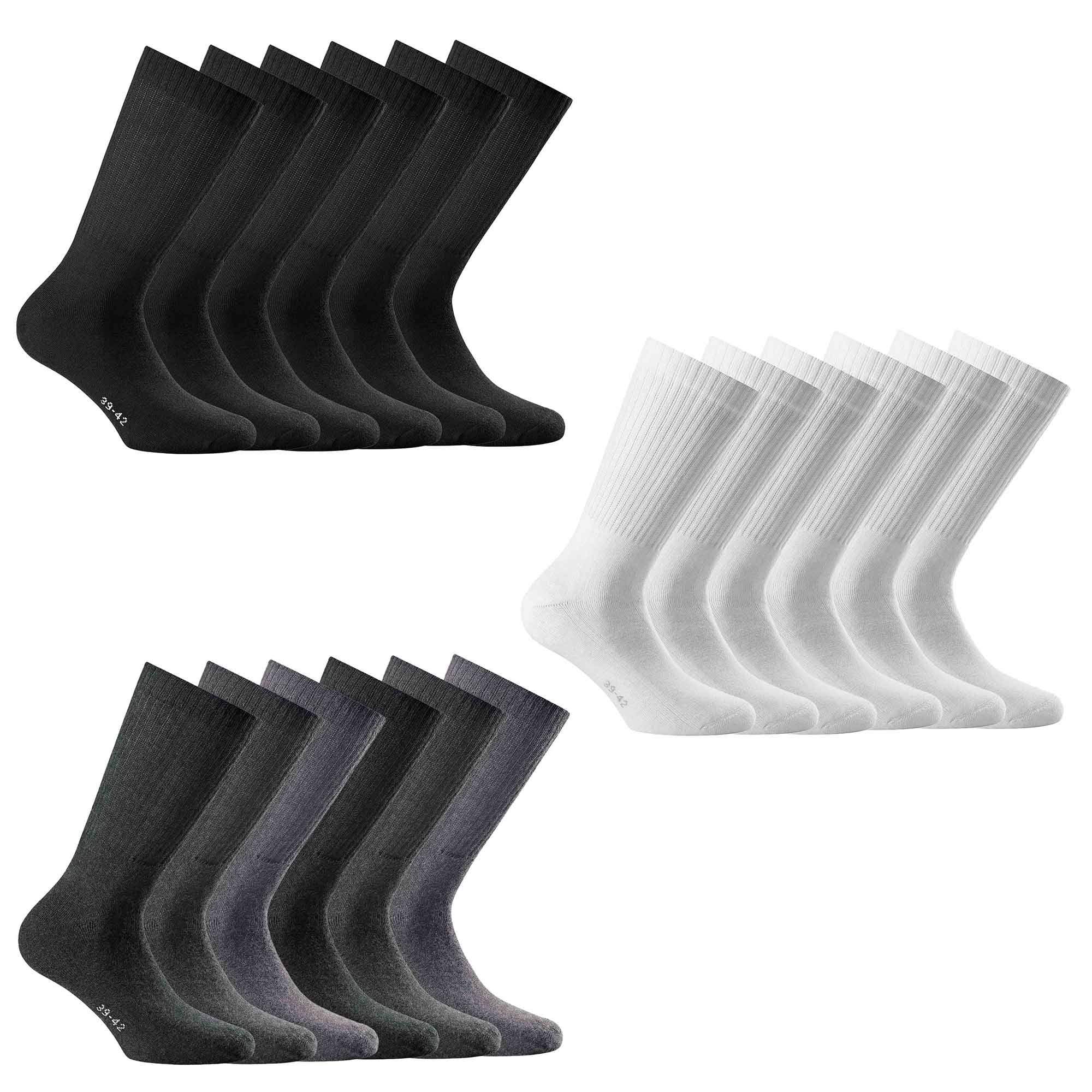 Rohner Basic Unisex Sport Socken, 6er Pack - Basic Sport, einfarbig