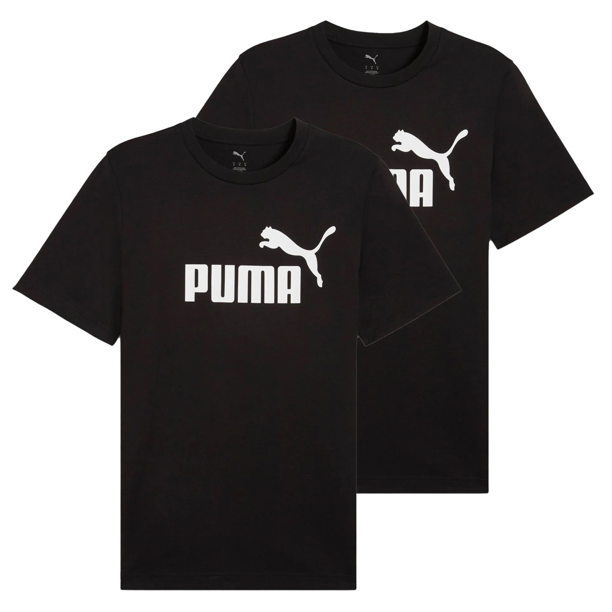 PUMA Men's T-Shirt Pack of 2 - ESS No. 1 Logo Tee, round neck, short sleeve, uni