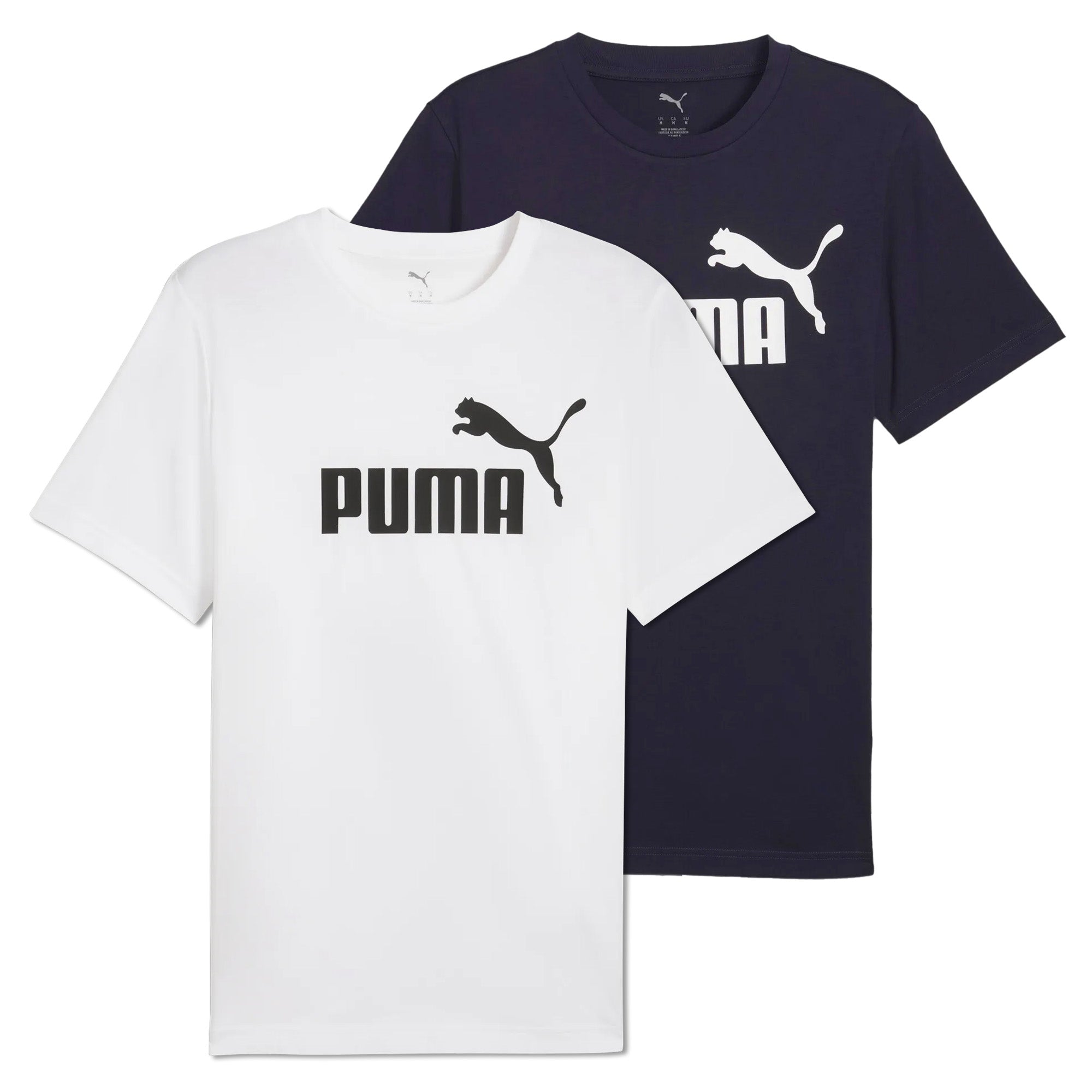 PUMA Men's T-Shirt Pack of 2 - ESS No. 1 Logo Tee, round neck, short sleeve, uni