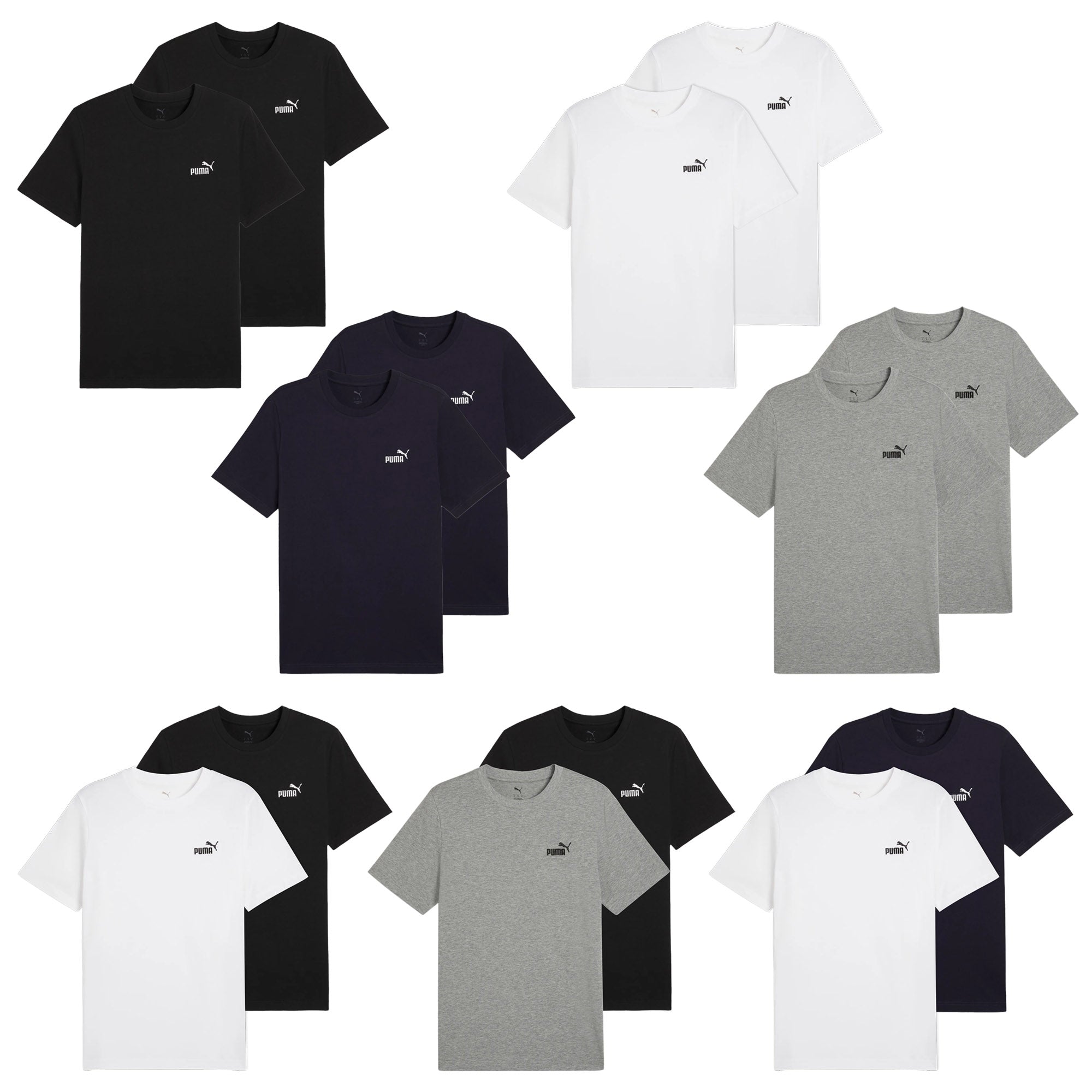 PUMA Herren T-Shirt  2er Pack - ESS Small No. 1 Logo Tee , Rundhals, Kurzarm, uni