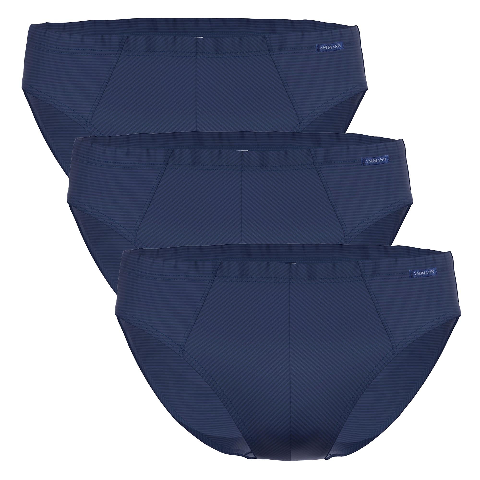 AMMANN Herren Slip 3er Pack - Mini Slip Cotton & More, Ton-in-Ton Streifen, Baumwollmischung
