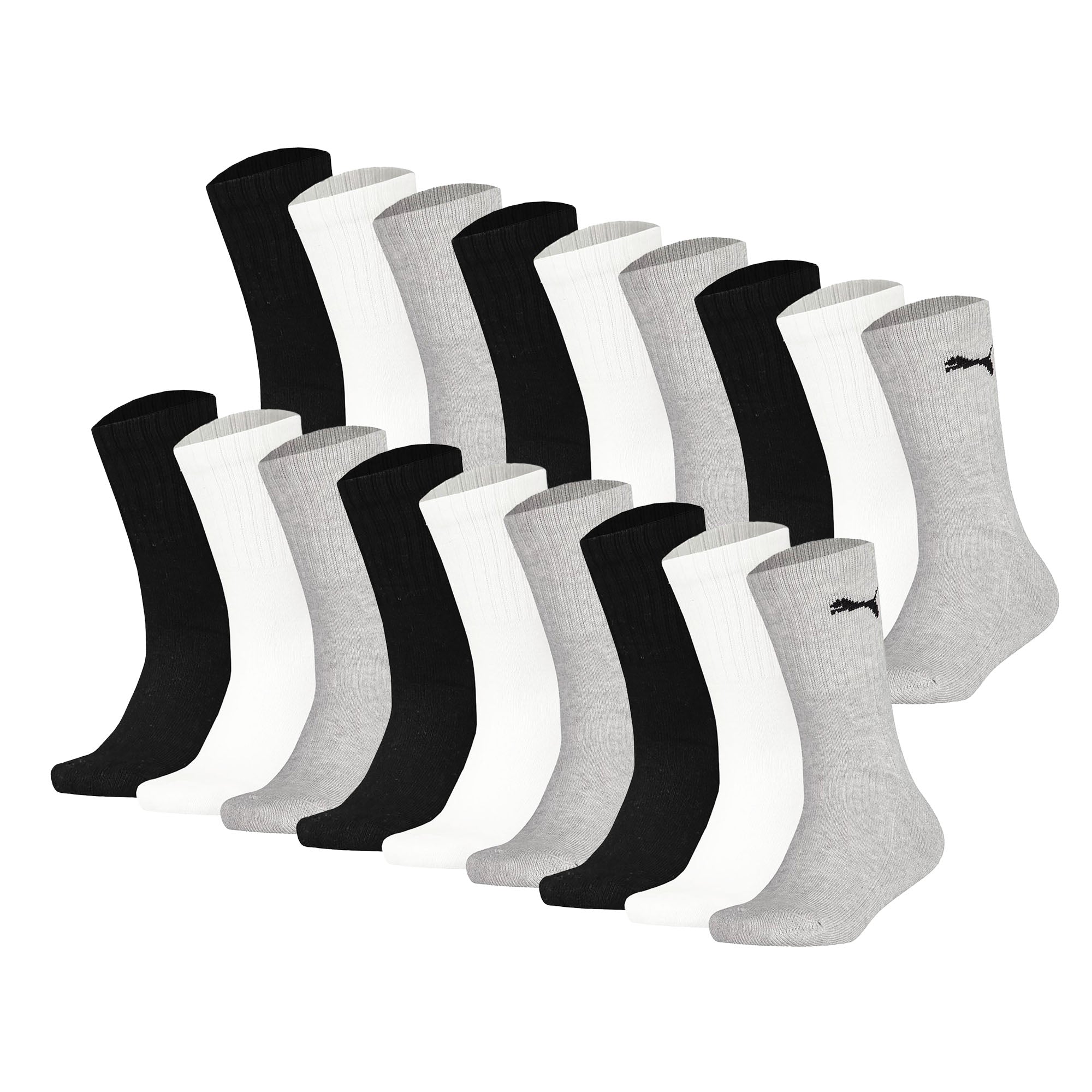 PUMA Child Socks, 18 Pack - Sport Crew Sock,Tennis Socks, ECOM