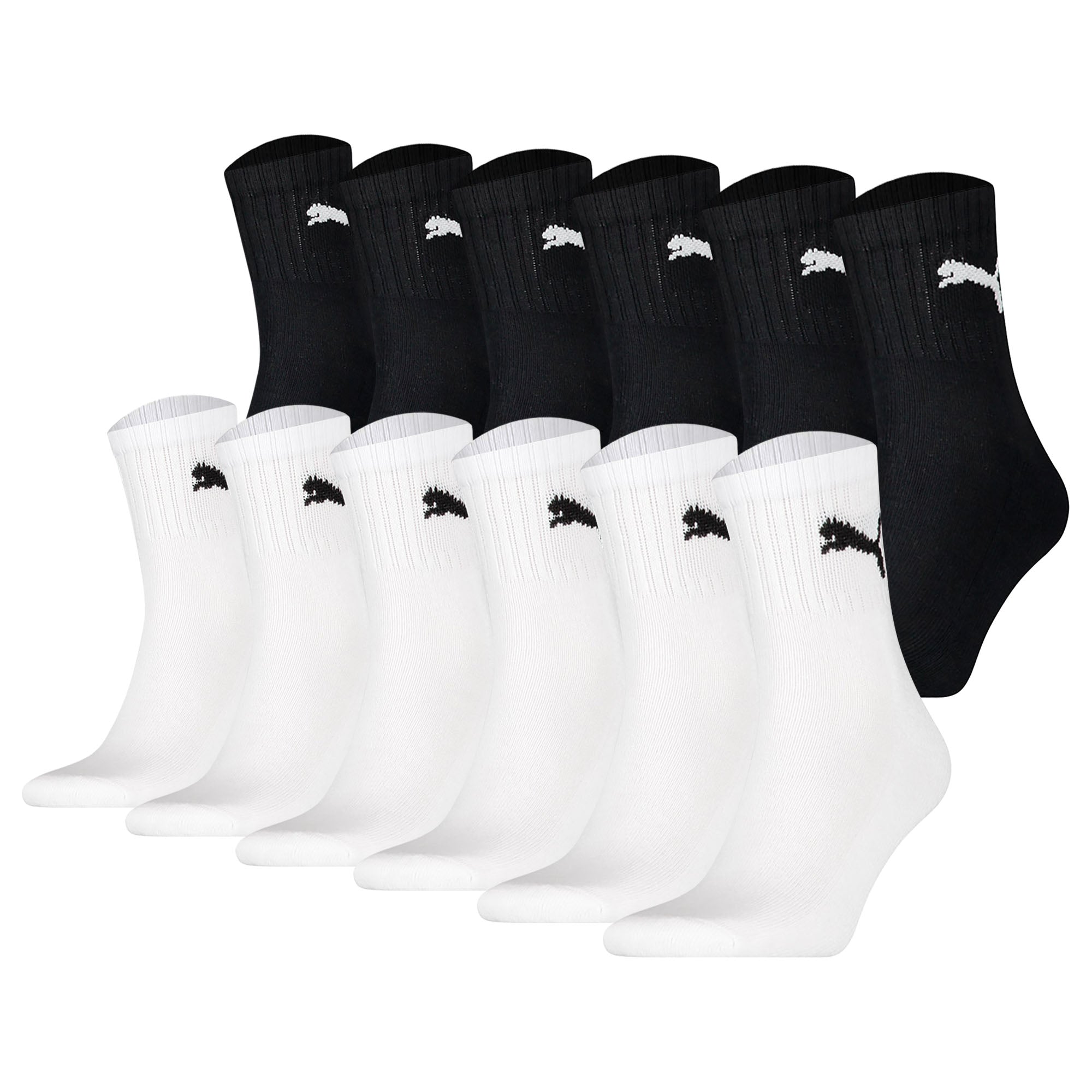 PUMA Unisex Sports Socks, 12-Pack - Short Crew Socks, ECOM, Logo, plain