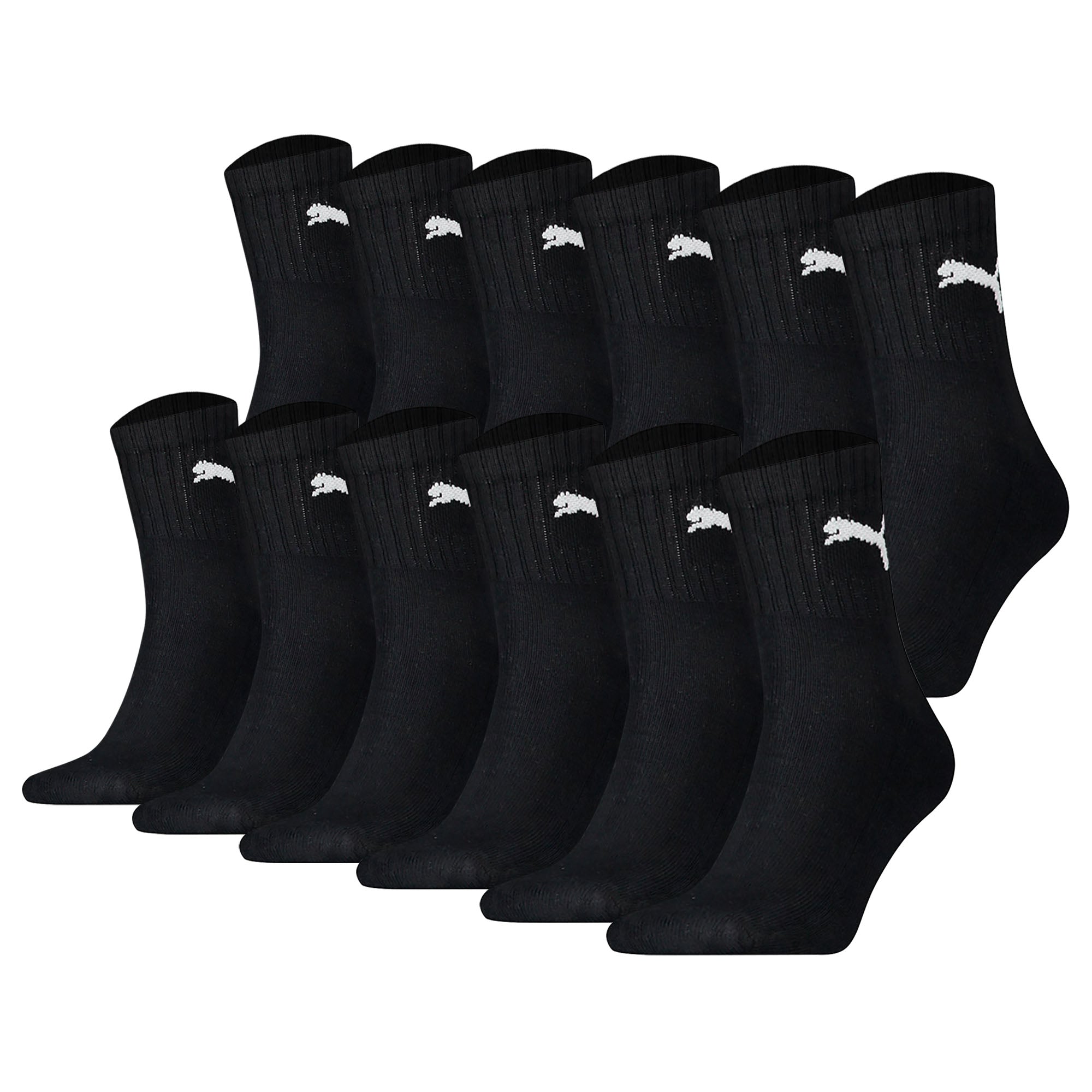 PUMA Unisex Sports Socks, 12-Pack - Short Crew Socks, ECOM, Logo, plain