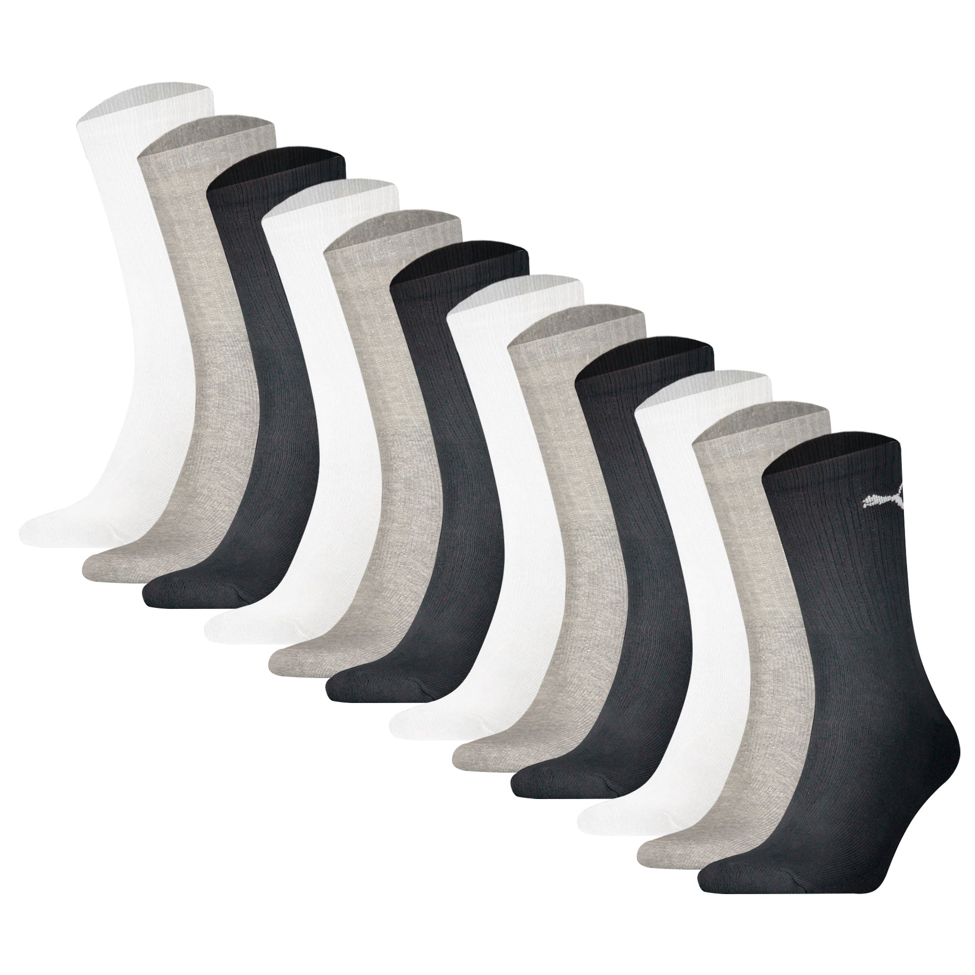 PUMA Unisex Sportsocken, 12er Pack - Sport Crew Socken, ECOM, Logo, einfarbig