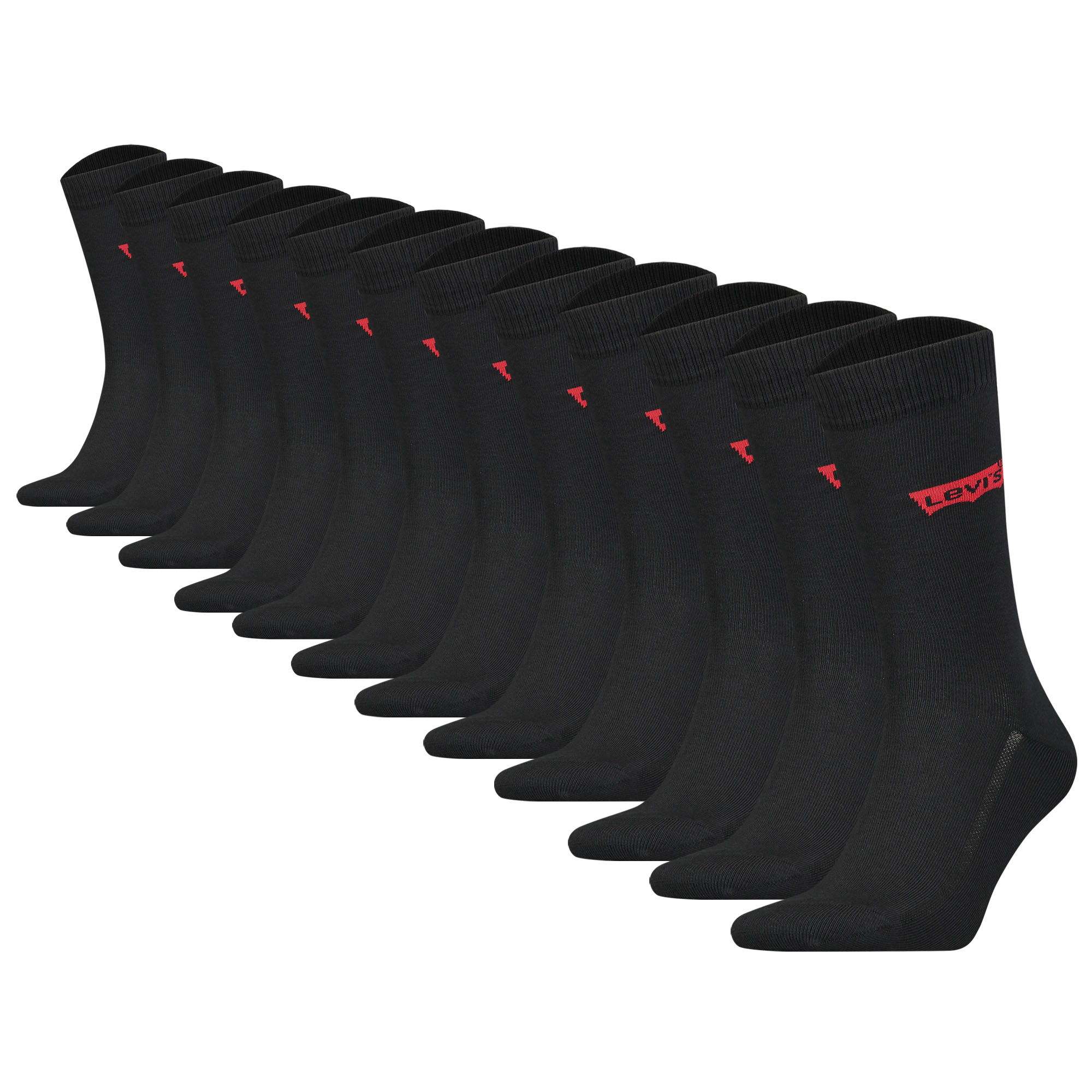 Levi's Herren Socken 12er Pack - Regular Cut Batwing, ECOM, Logo, einfarbig