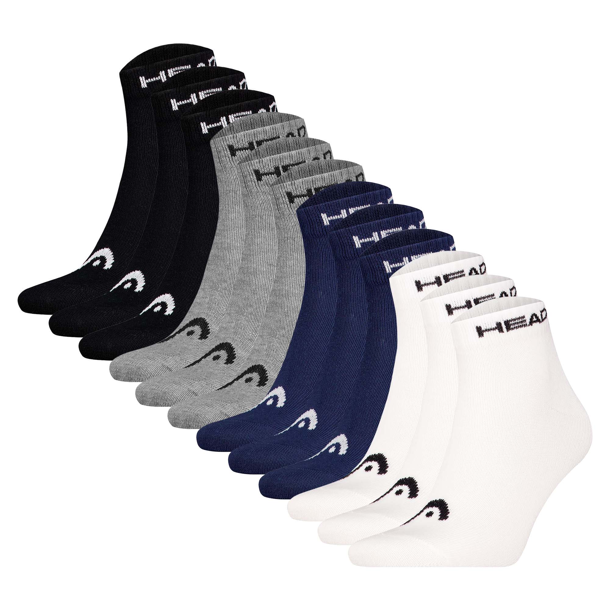 HEAD Unisex Quarter Socken, 12er Pack - Elements All Sport Quarter, Logo, einfarbig