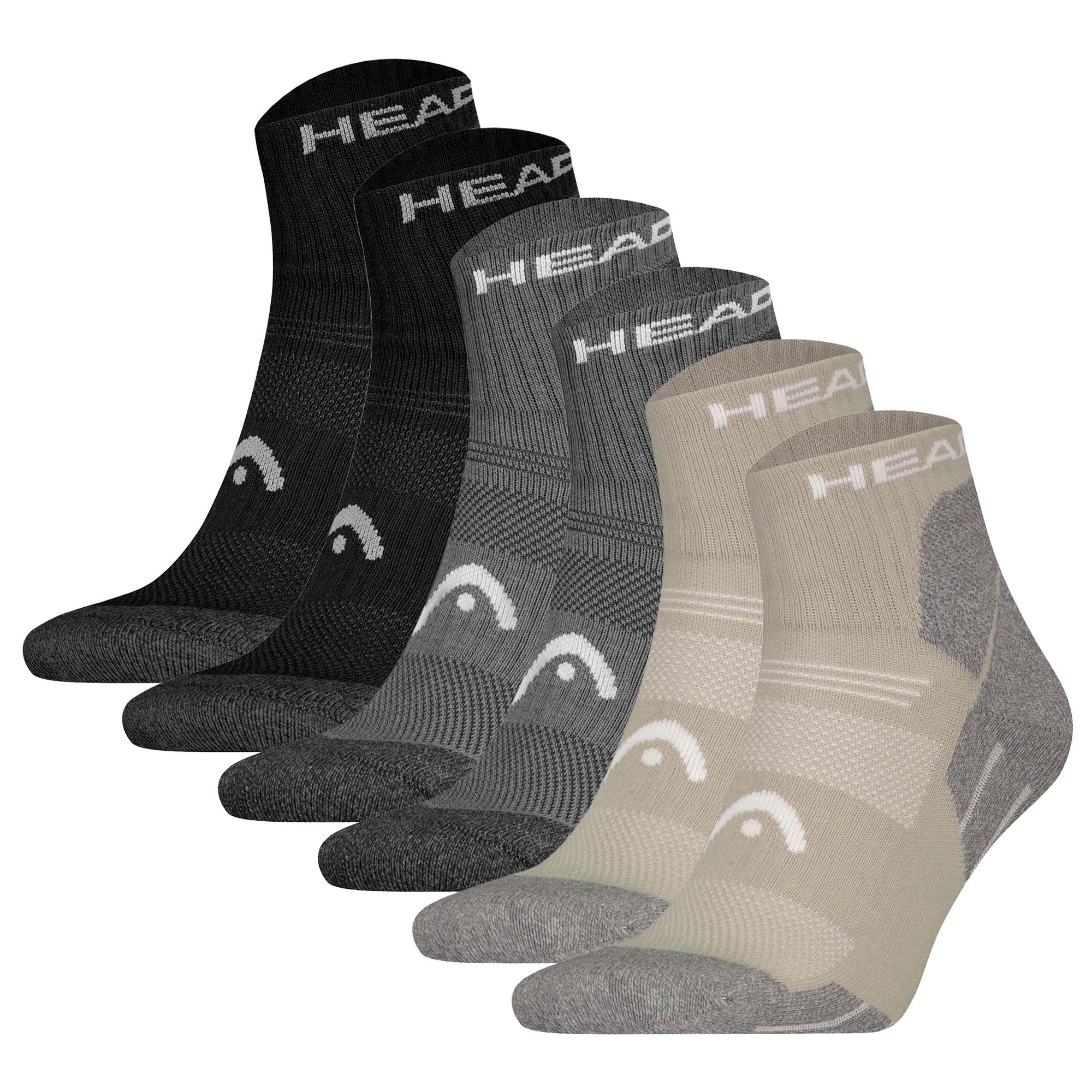 HEAD Unisex Quarter-Wandersocken, 6er Pack - Hiking All Climates Quarter 6P, Sportsocken, Logo