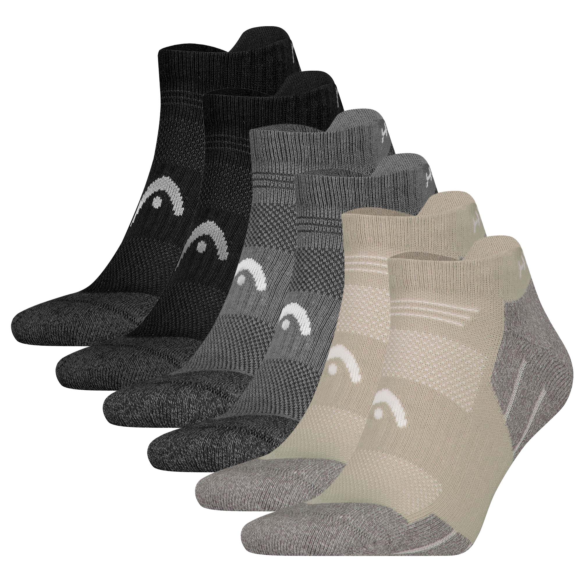 HEAD Unisex Hiking Socks, 6-pack - Hiking All Climates Sneaker 6P, Sports Socks, Logo