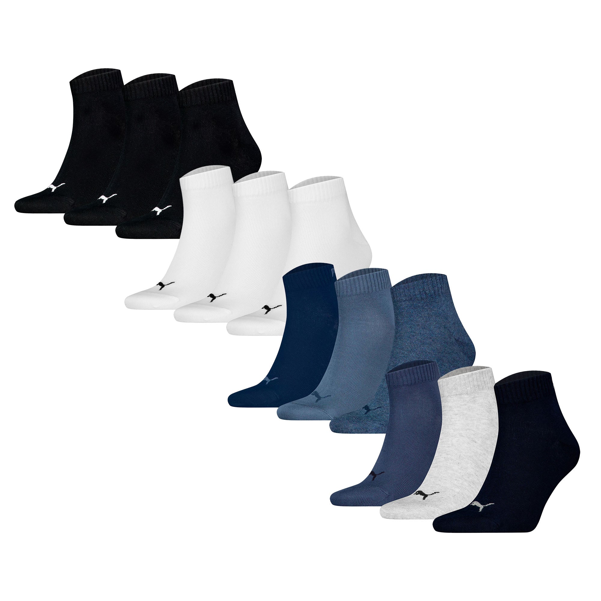 PUMA Unisex Quartersocken, 12er Pack - Quarter Plain 12P, Logo, einfarbig
