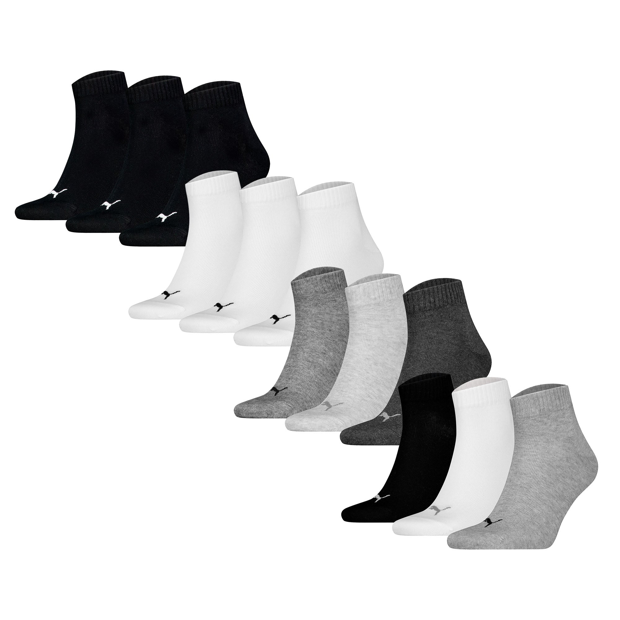 PUMA Unisex Quartersocken, 12er Pack - Quarter Plain 12P, Logo, einfarbig