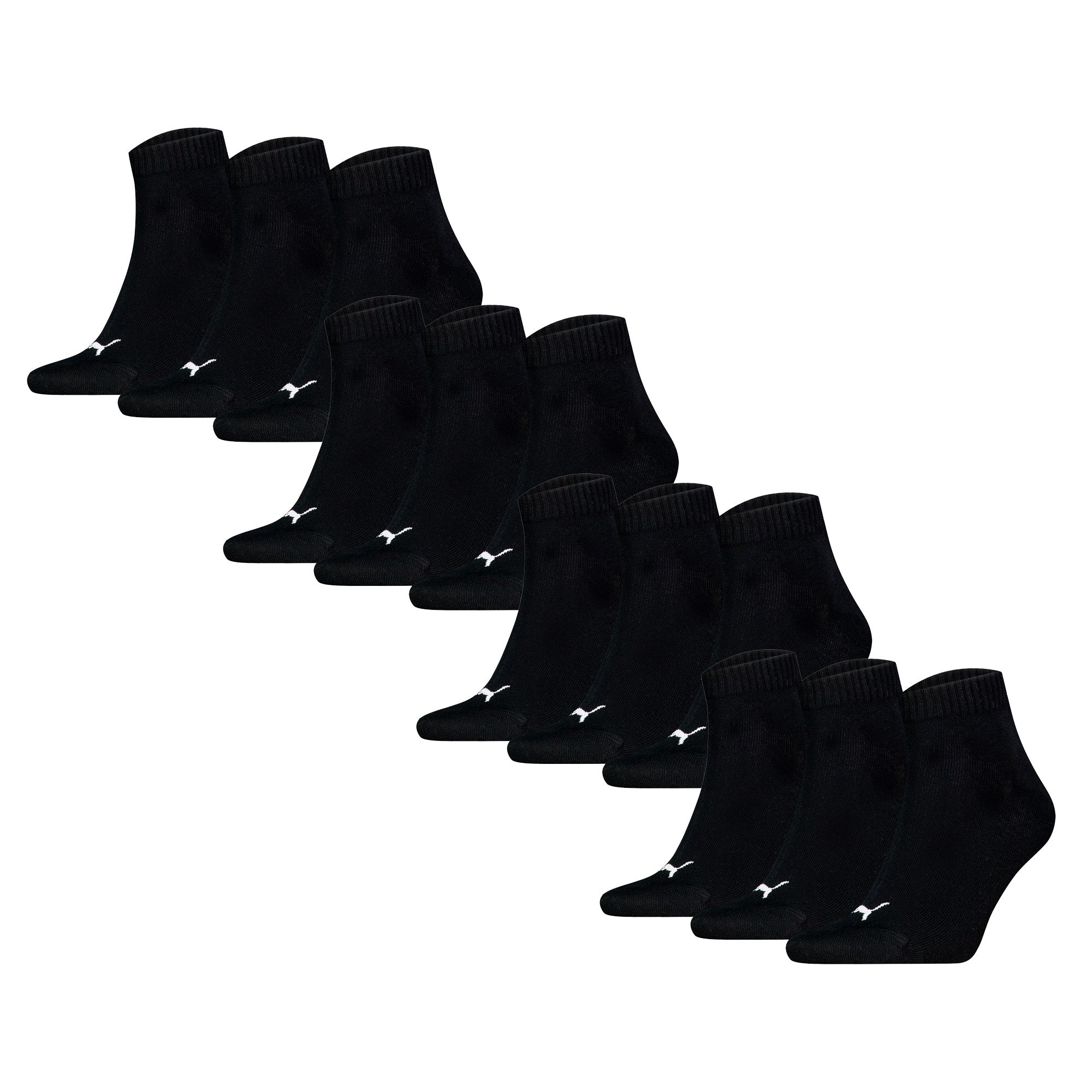PUMA Unisex Quartersocken, 12er Pack - Quarter Plain 12P, Logo, einfarbig