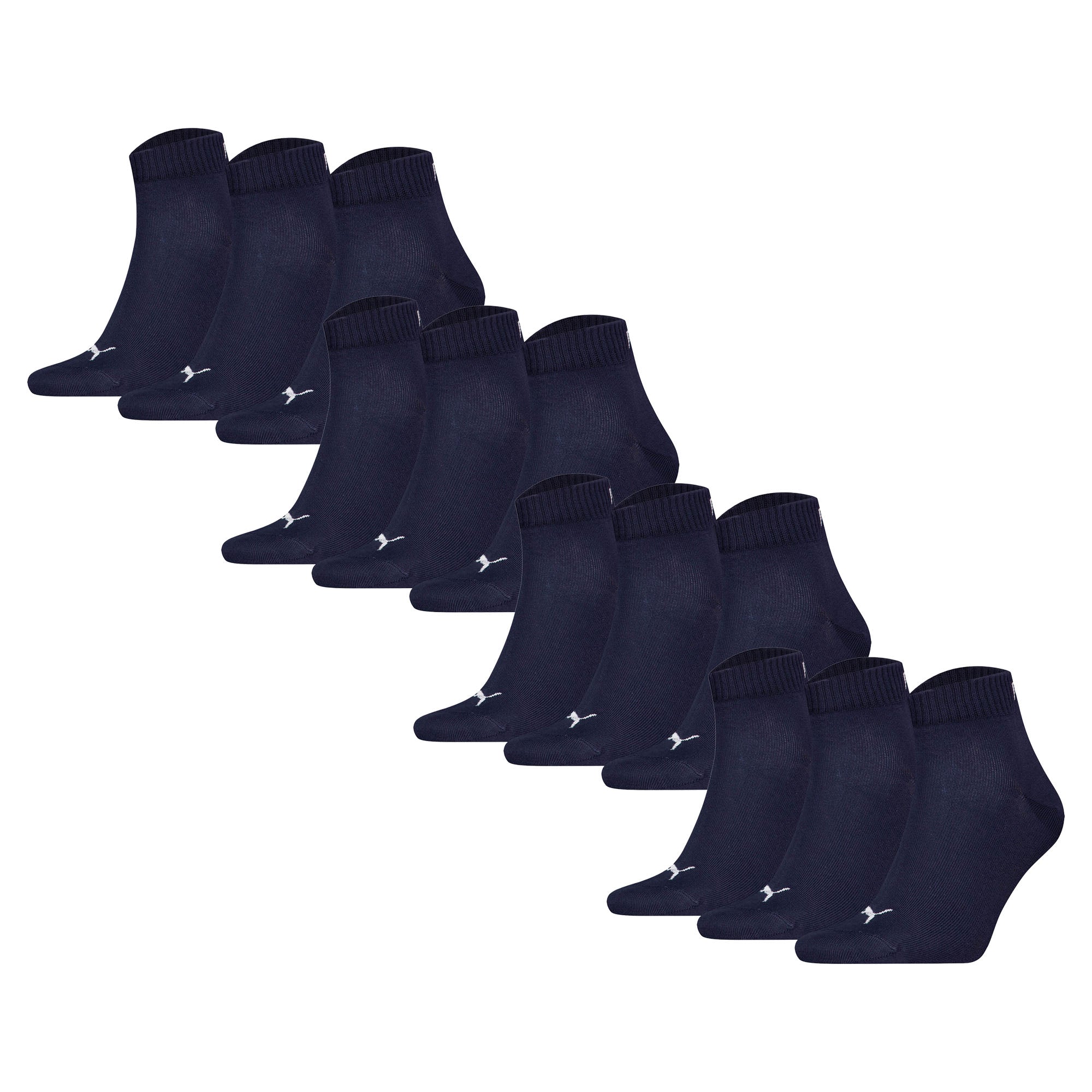 PUMA Unisex Quartersocken, 12er Pack - Quarter Plain 12P, Logo, einfarbig