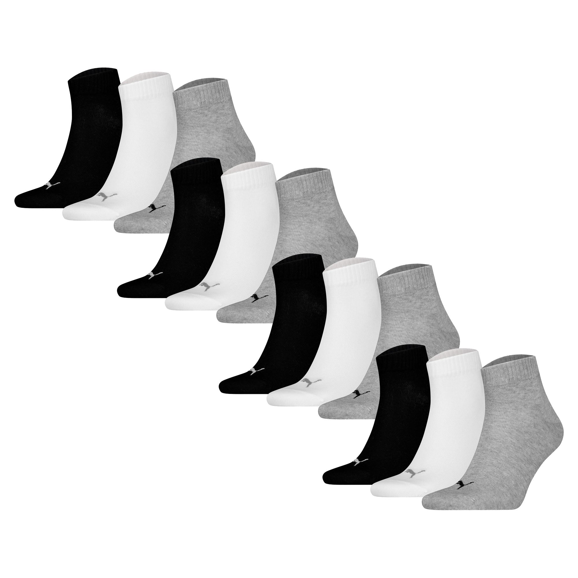 PUMA Unisex Quarter socks, 12-pack - Quarter Plain 12P, logo, solid colour