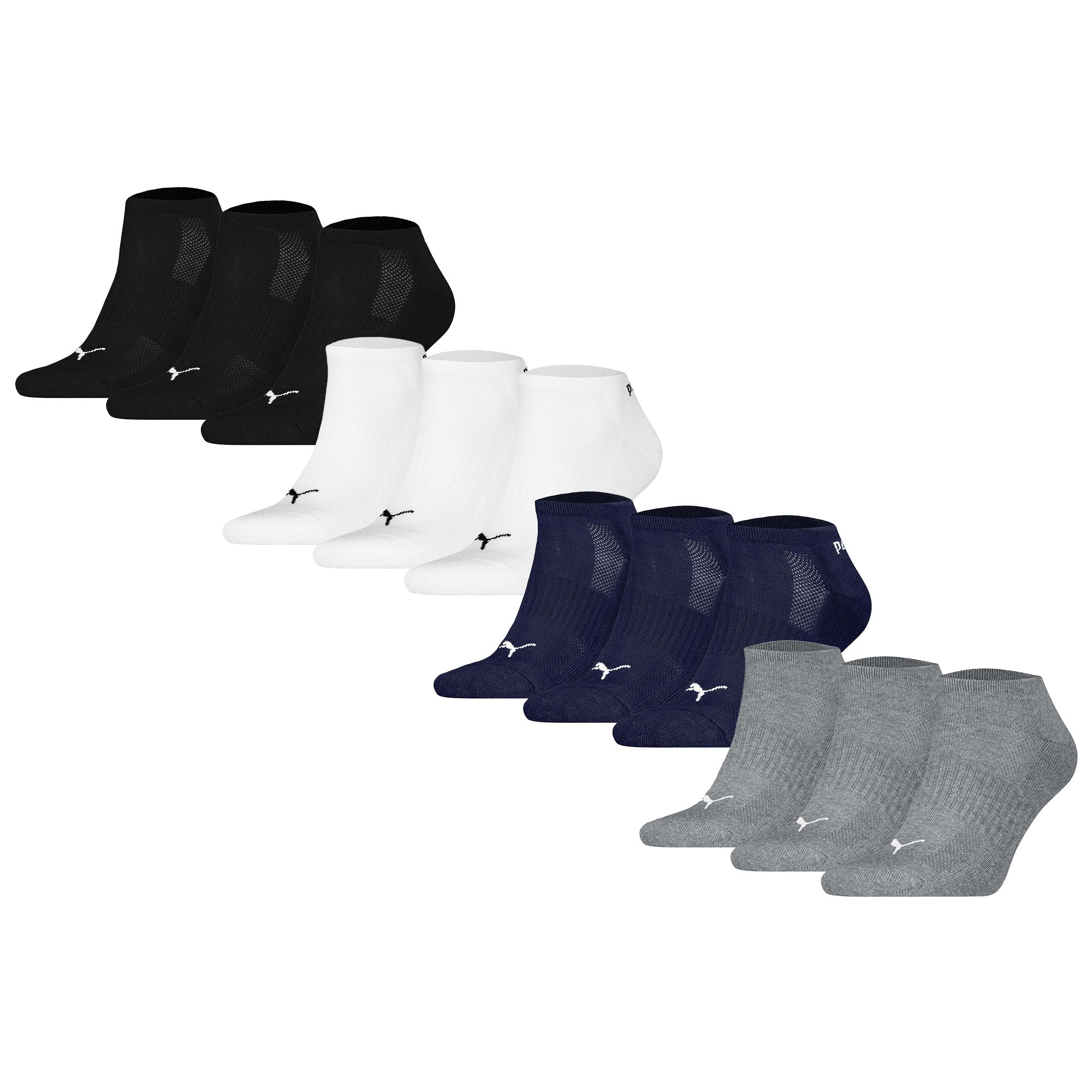 PUMA Unisex Sneakersocken, 12er Pack - Cushioned Sneaker 12P, Logo, einfarbig