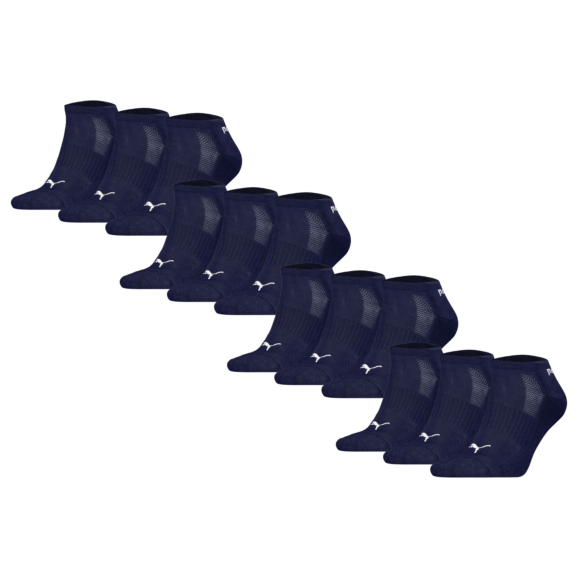 PUMA Unisex Sneaker Socks, 12-Pack - Cushioned Sneaker 12P, Logo, Single-Coloured