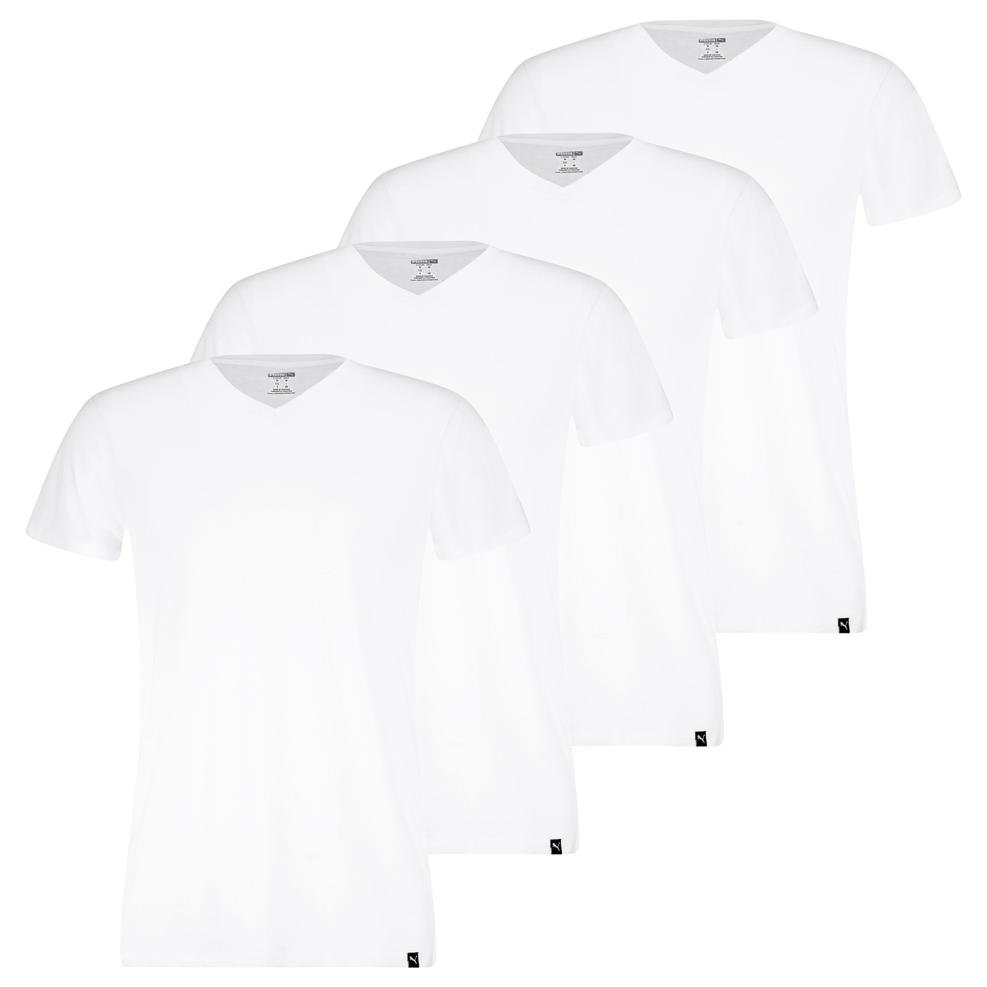 PUMA Men T-shirts, 4-pack – V-Neck Tee 4P, V-neck, Regular Fit, cotton, plain
